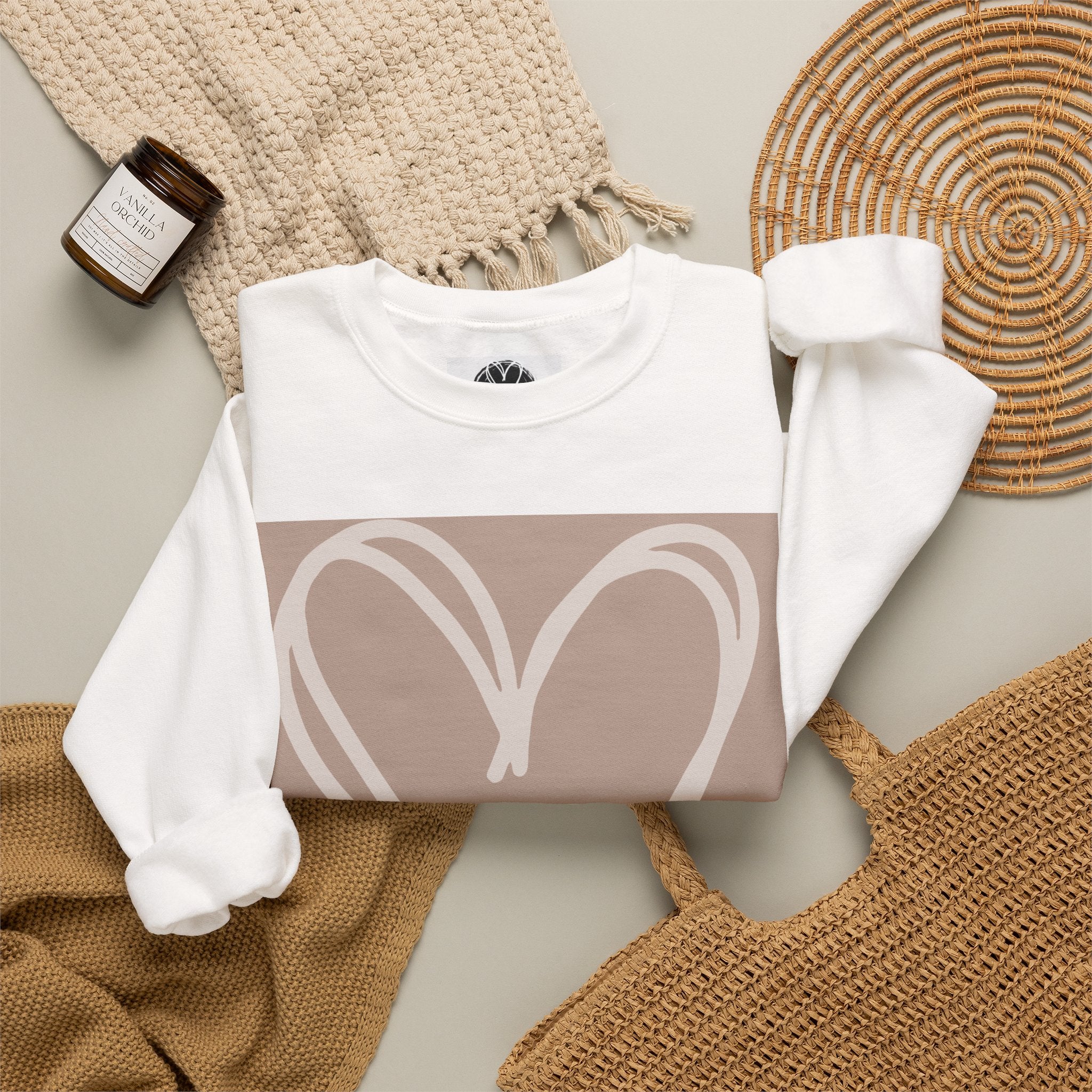 White Heart Crewneck Sweatshirt | #Hashtag 100% Loved