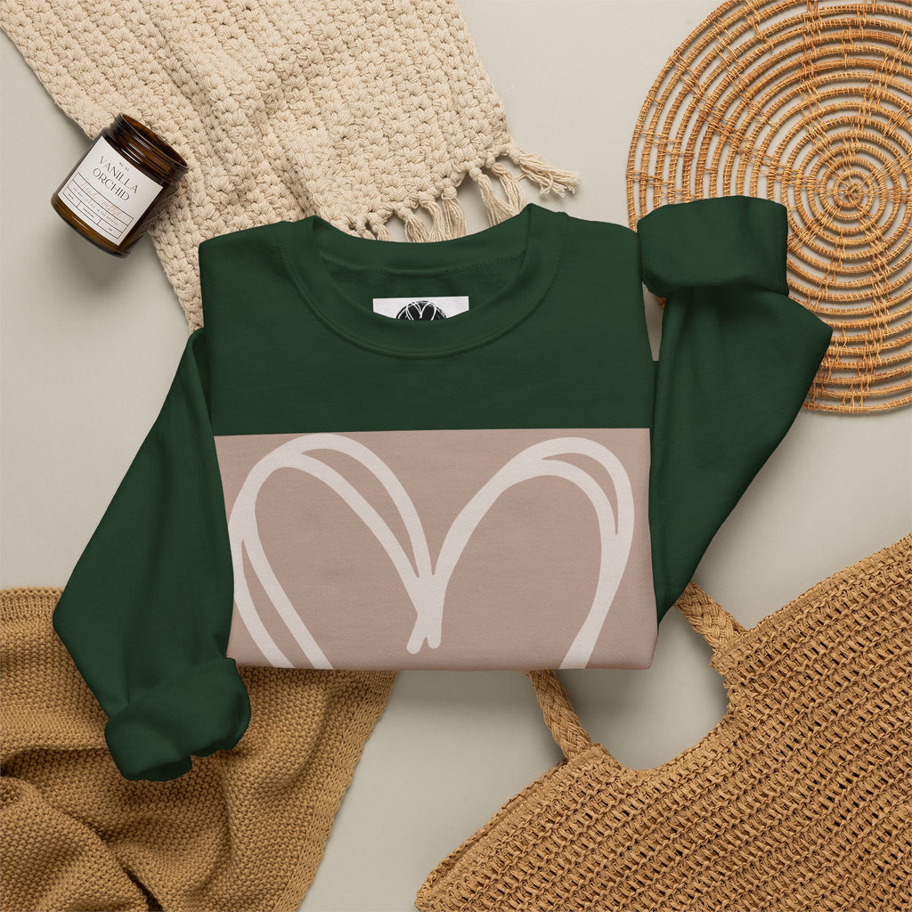 White Heart Crewneck Sweatshirt | #Hashtag 100% Loved