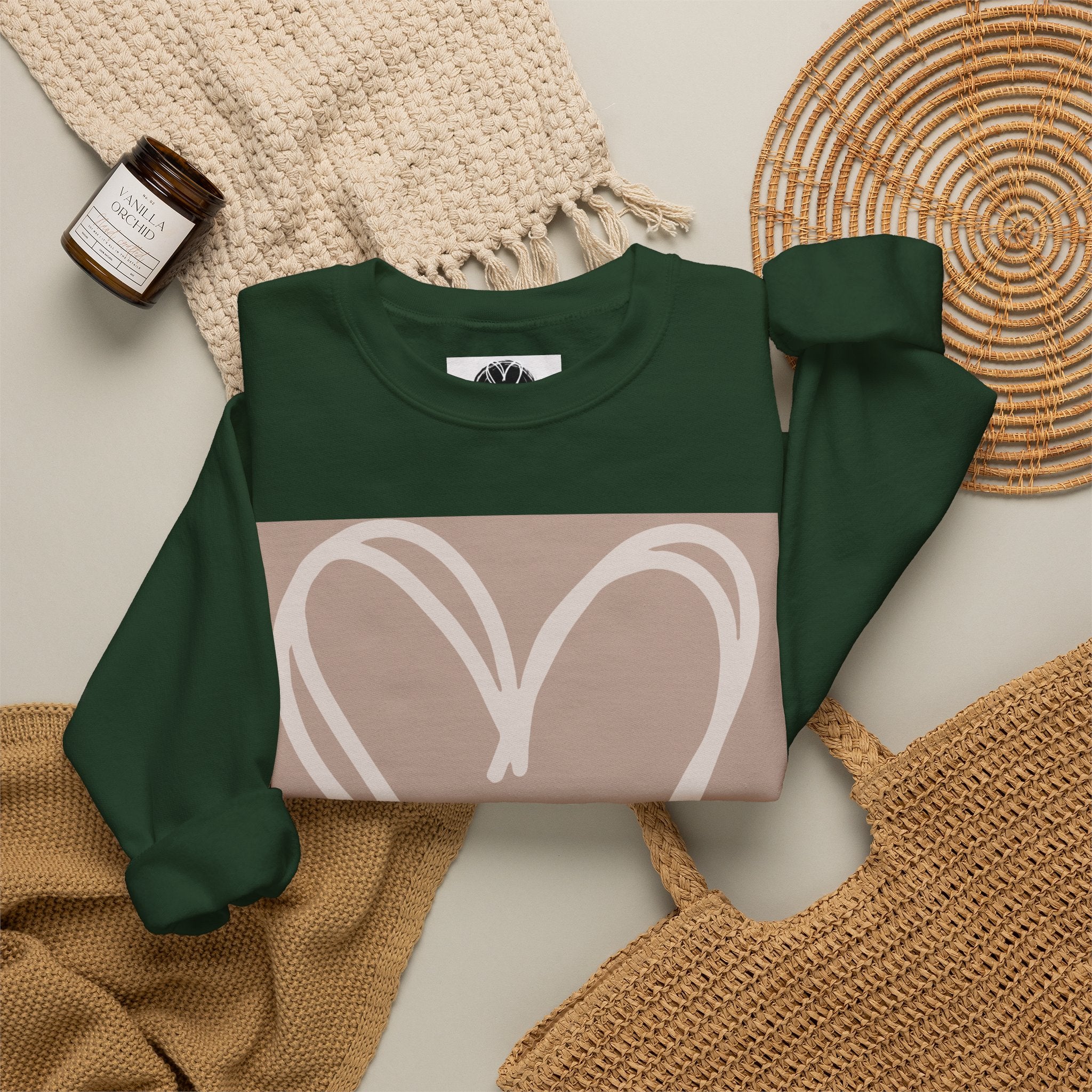 White Heart Crewneck Sweatshirt | #Hashtag 100% Loved