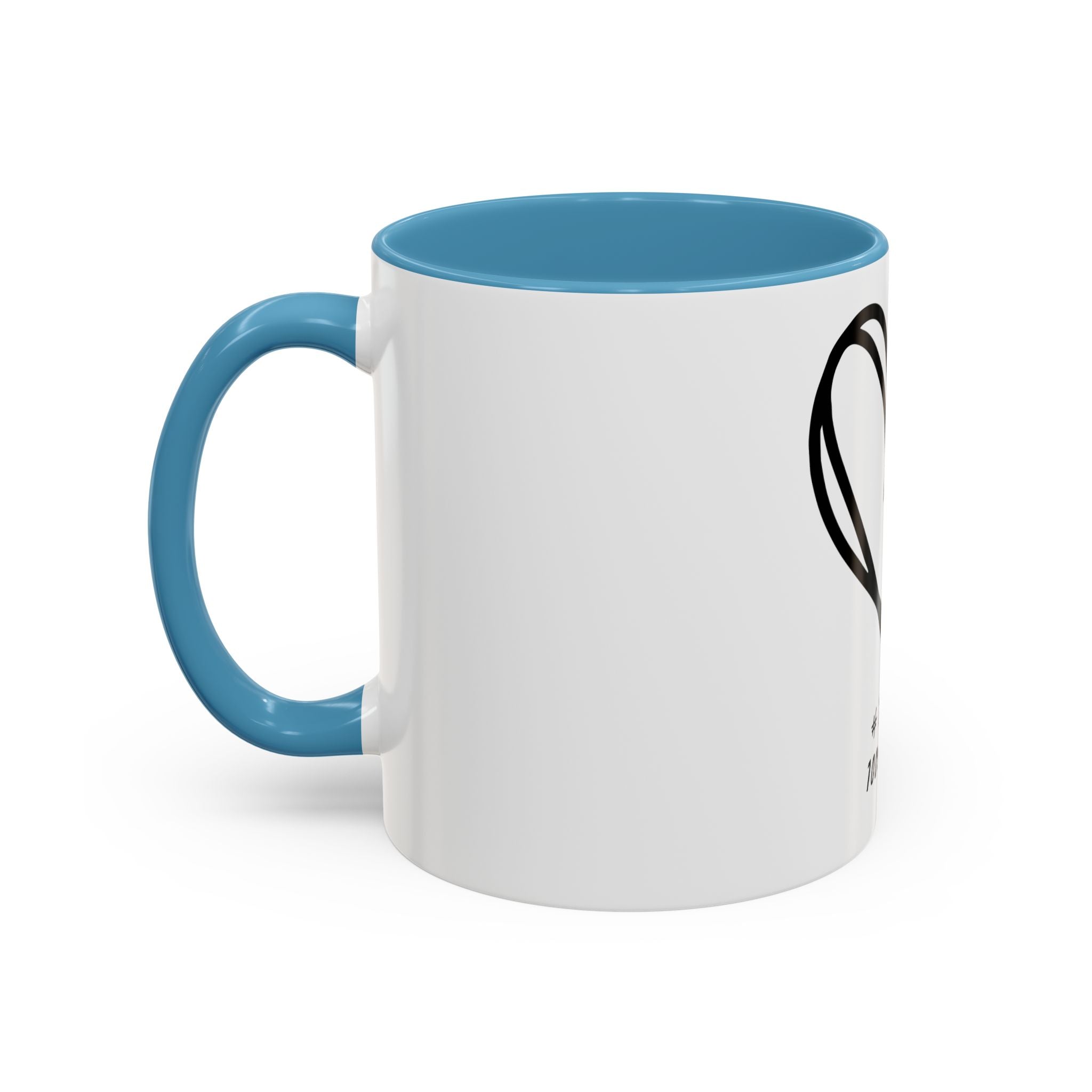 Heart Sketch Accent Coffee Mug — “# Hashtag 100% Loved”