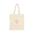 Canvas Tote Bag — Pink Hand-Drawn Heart Minimalist Grocery & Gift Bag