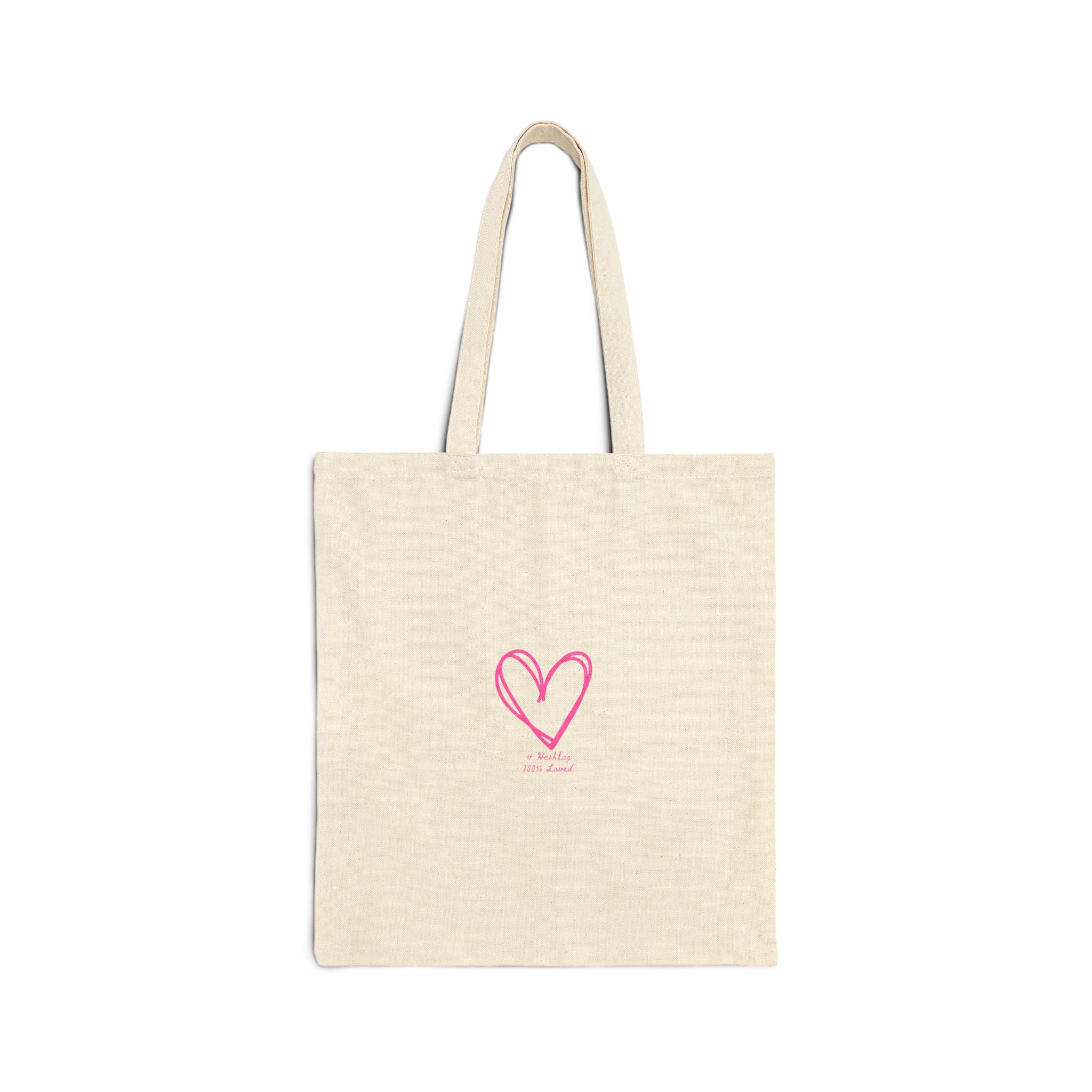 Canvas Tote Bag — Pink Hand-Drawn Heart Minimalist Grocery & Gift Bag