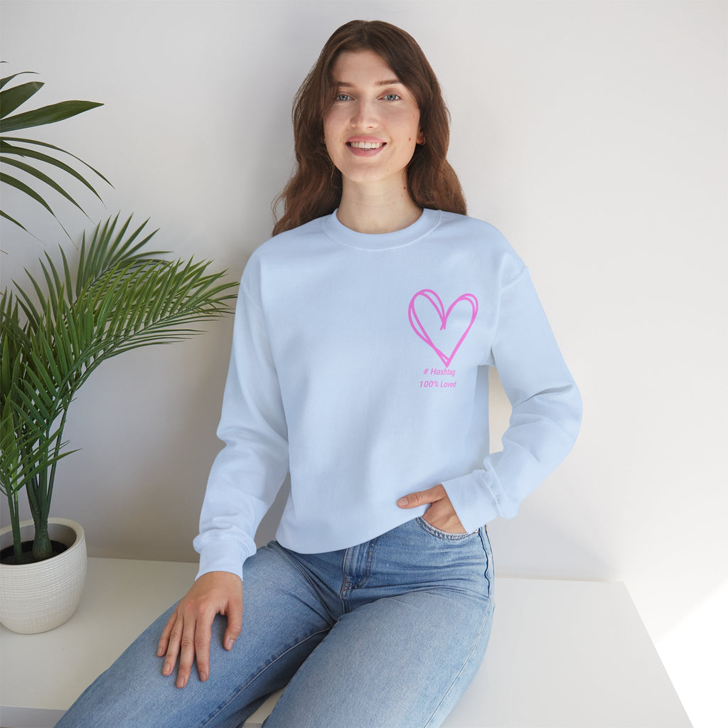 Crewneck Sweatshirt — Pink Heart 'I Choose Me' Minimal Self-Love Design