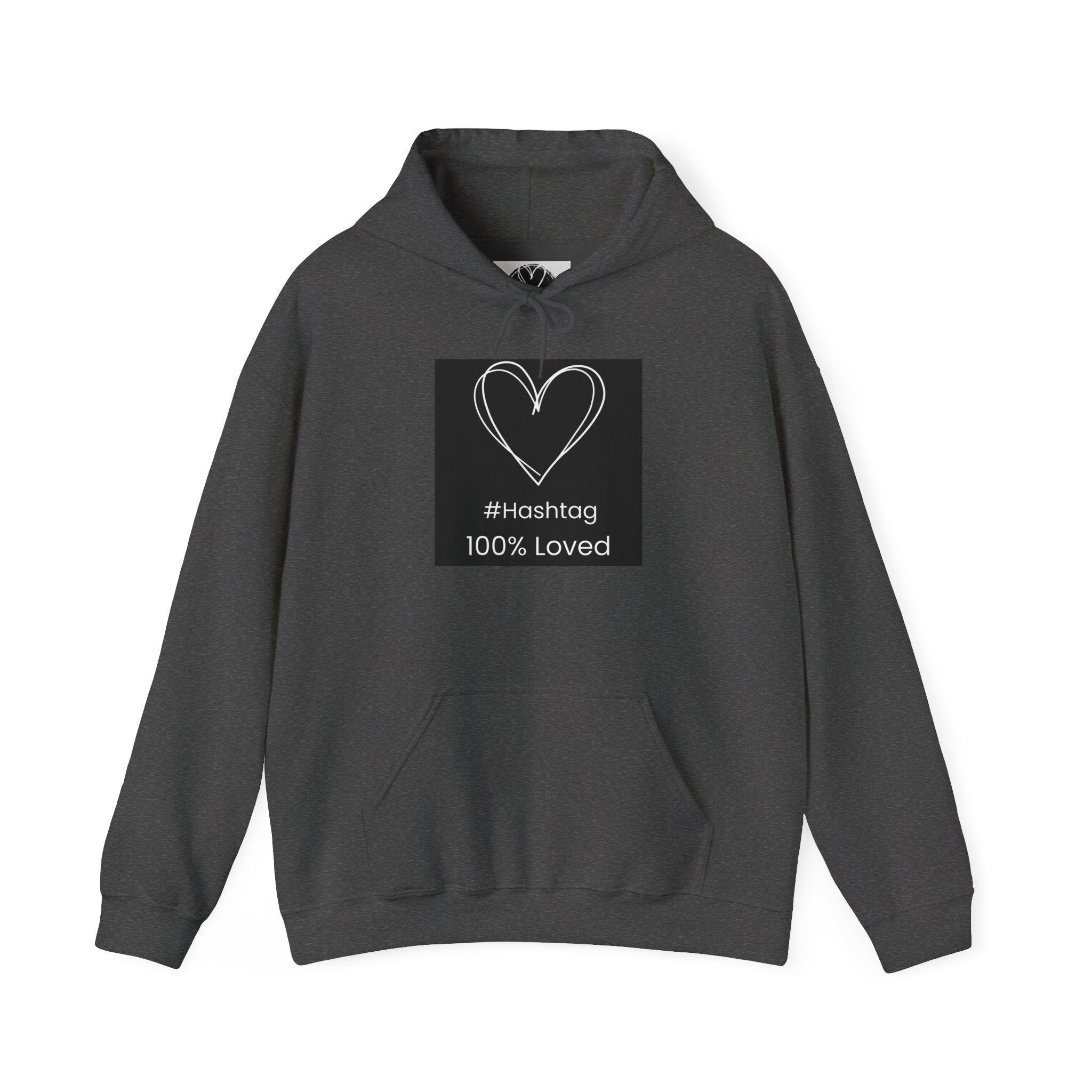 Heart Sketch Hoodie - "#hashtag 100% Loved" Comfort Sweatshirt