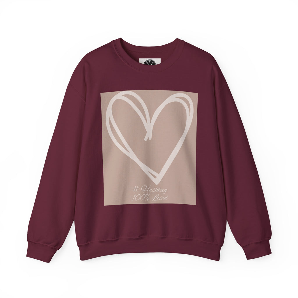 White Heart Crewneck Sweatshirt | #Hashtag 100% Loved