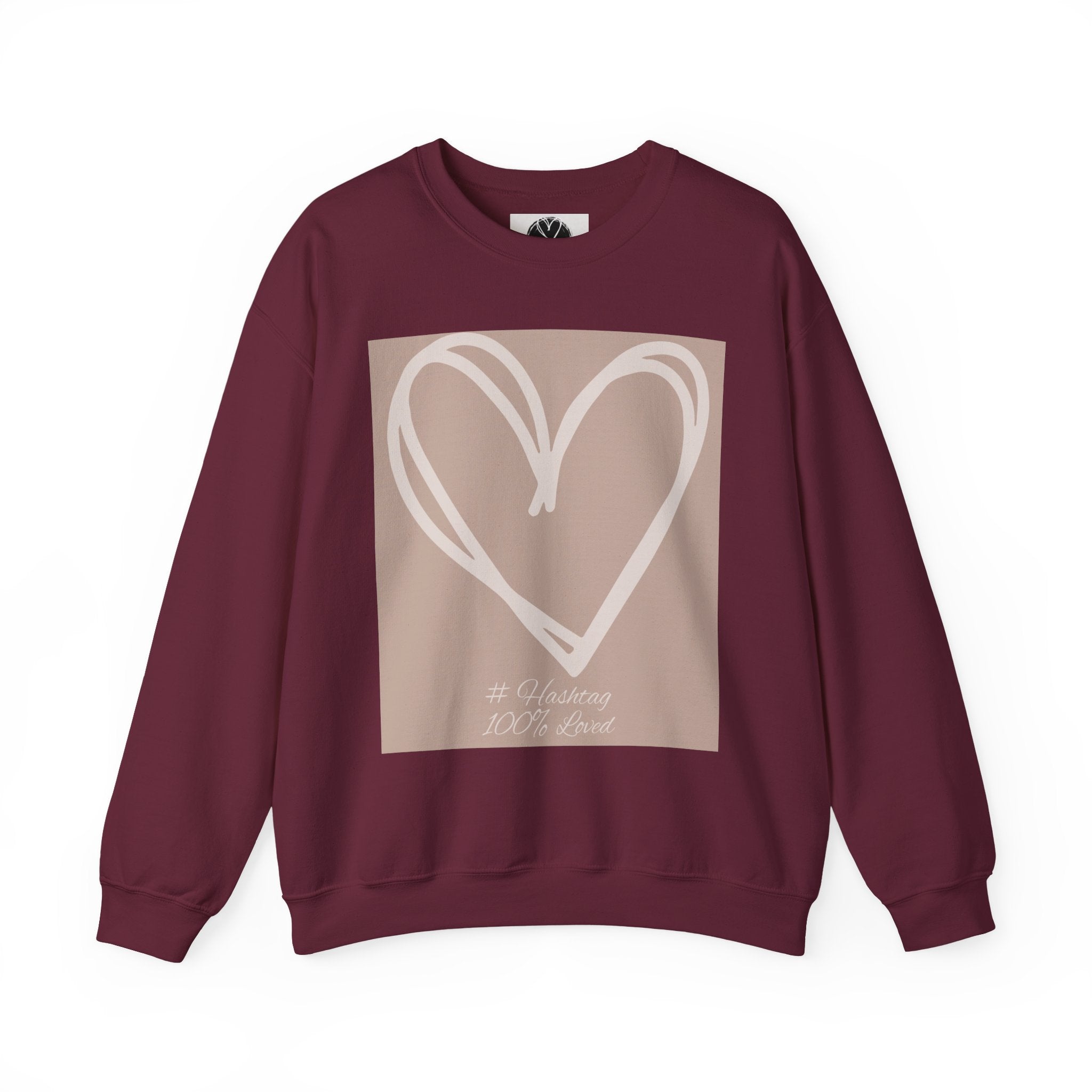 White Heart Crewneck Sweatshirt | #Hashtag 100% Loved