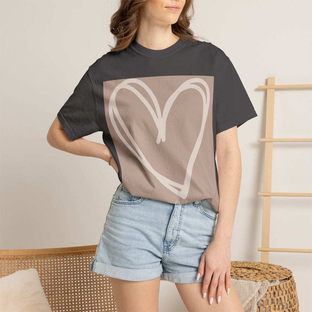 Hand-drawn Heart Tee | Minimal Neutral Graphic T-Shirt | Heart2Heart