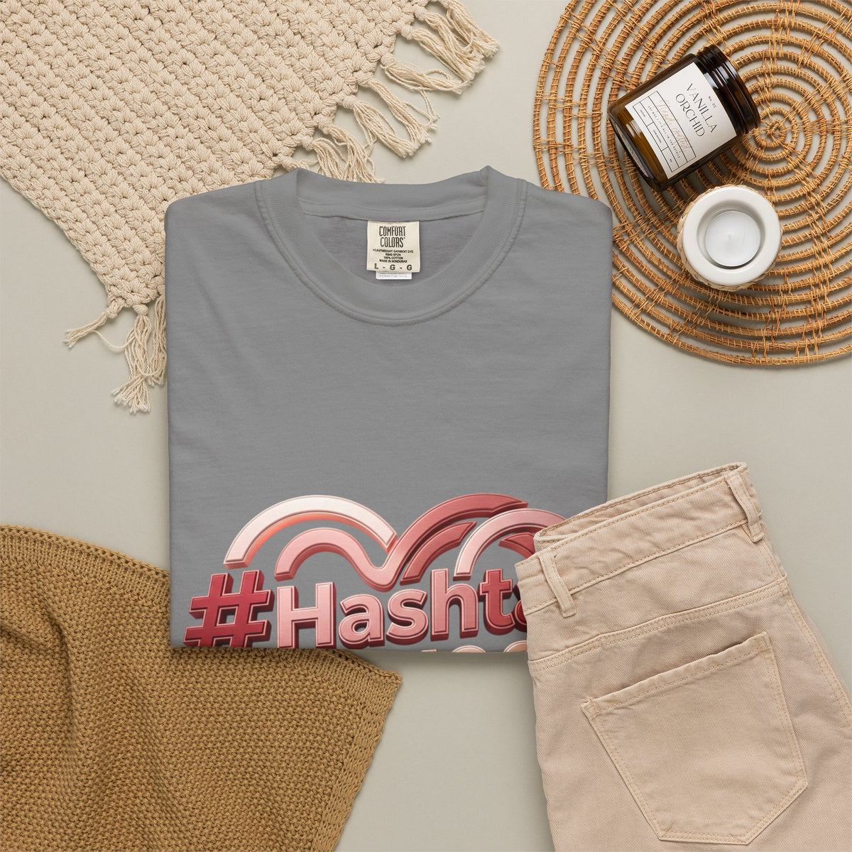 Graphic T-Shirt — “#Hashtag I AM 100% Worthy” Heart Affirmation Tee
