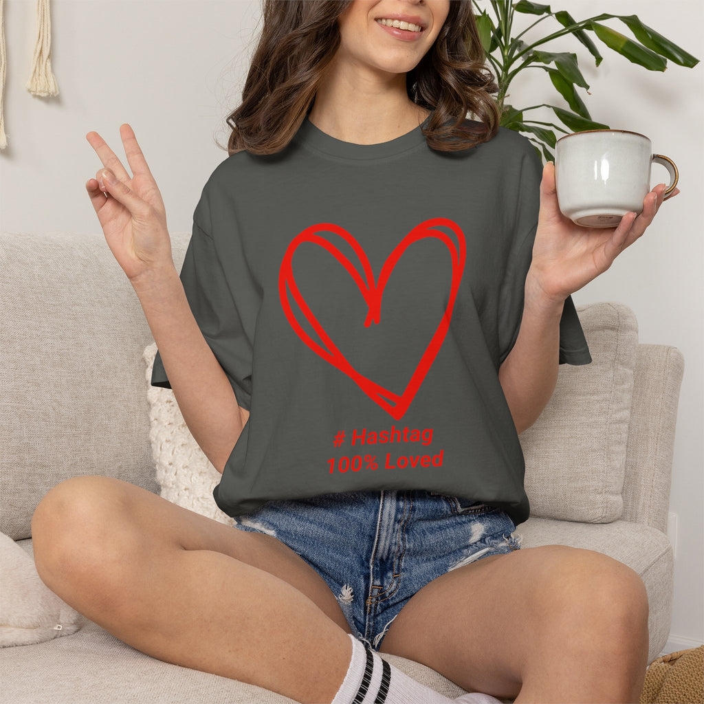 Red Heart Sketch Tee | #Hashtag 100% Loved Graphic T-Shirt