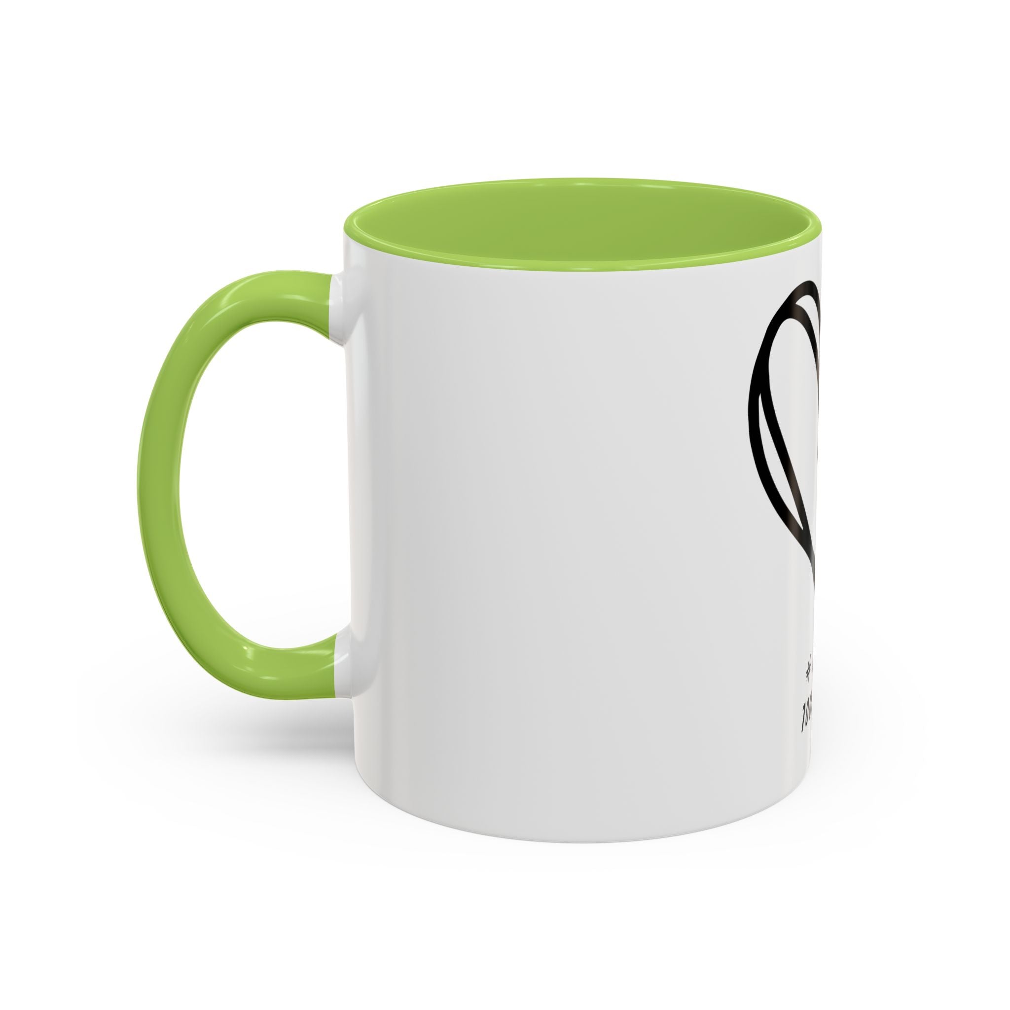 Heart Sketch Accent Coffee Mug — “# Hashtag 100% Loved”