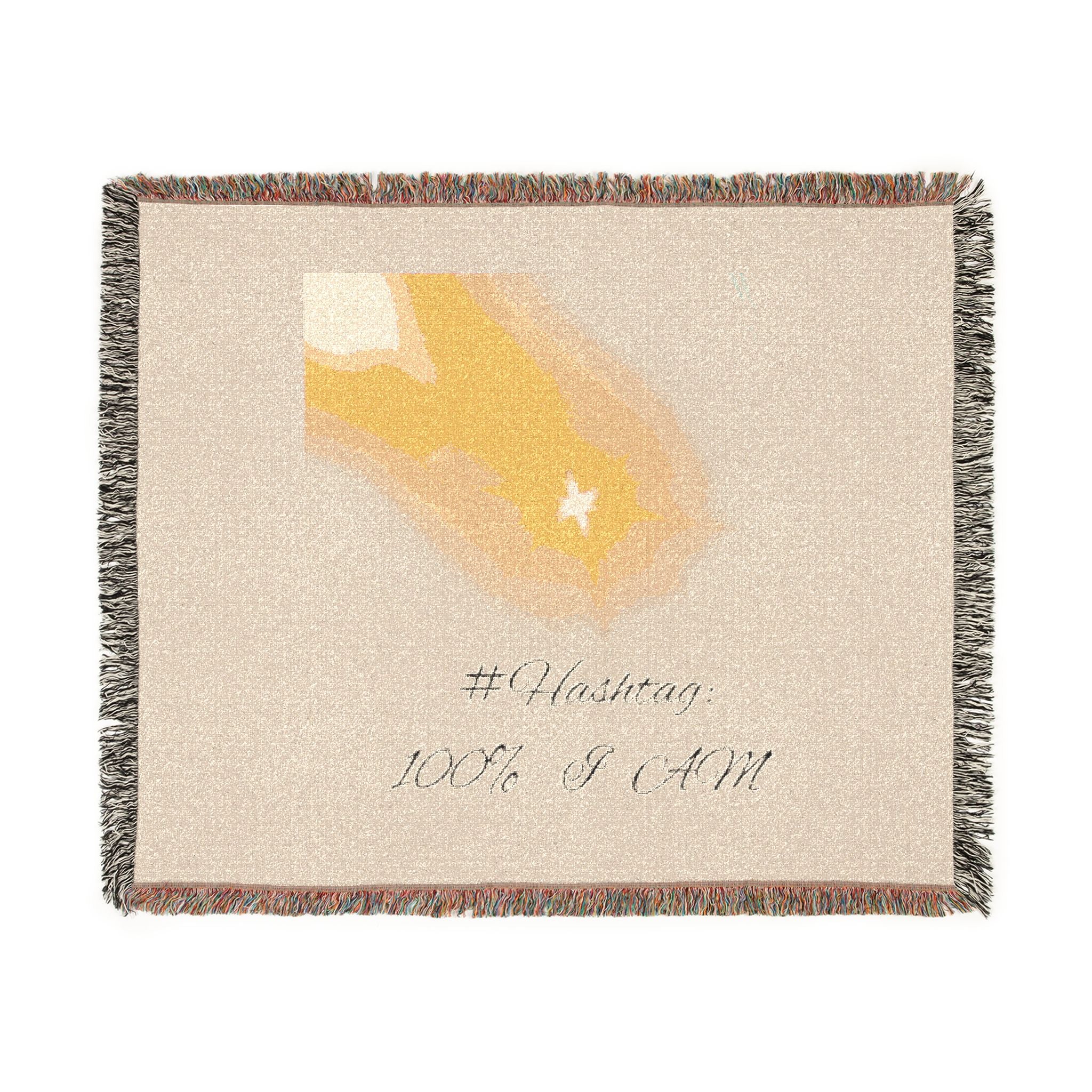100% I AM Woven Throw Blanket | Heart2Heart Cosy Throw with Fringe