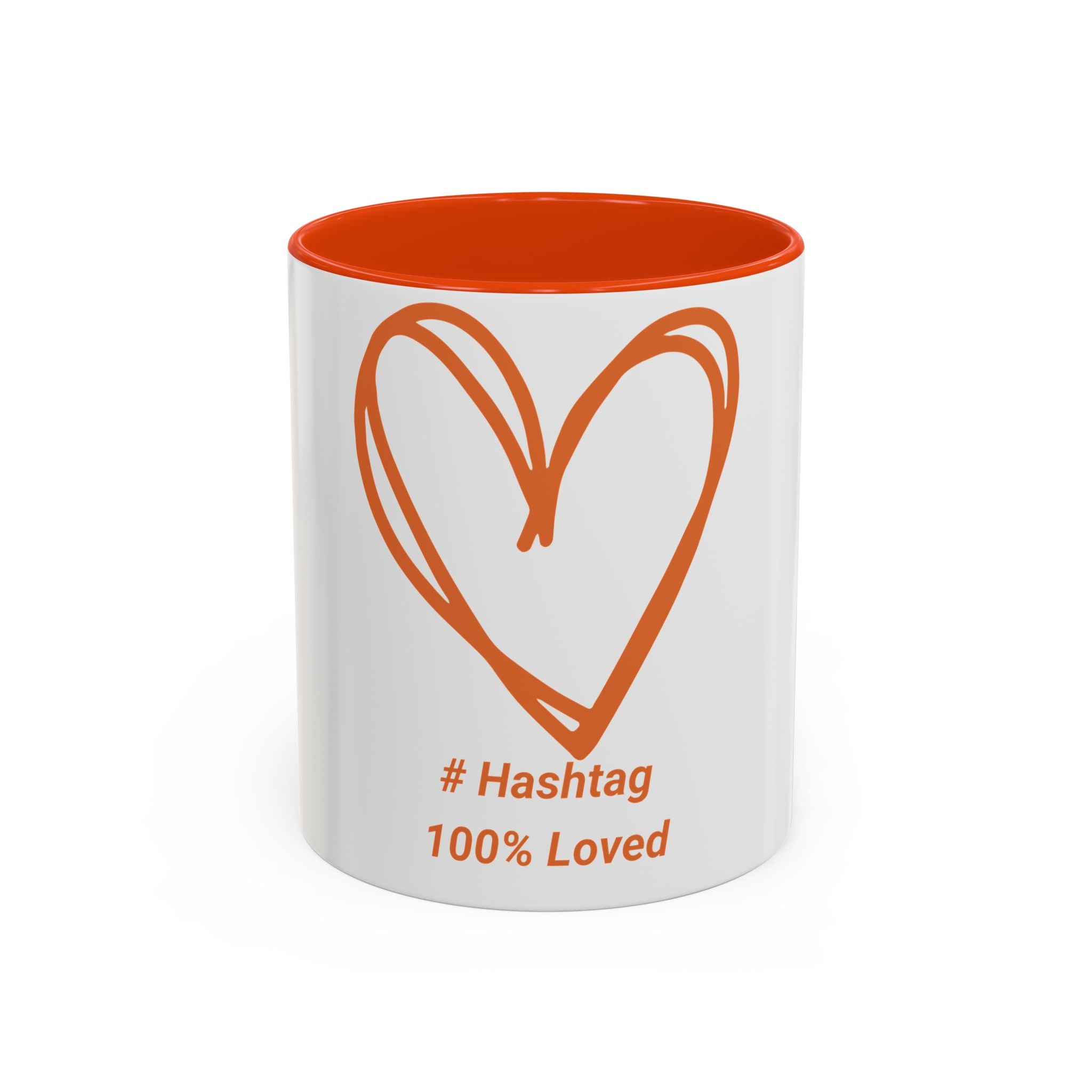 Hashtag 100% Loved Heart Mug — Color Accent Coffee Cup (11oz/15oz)