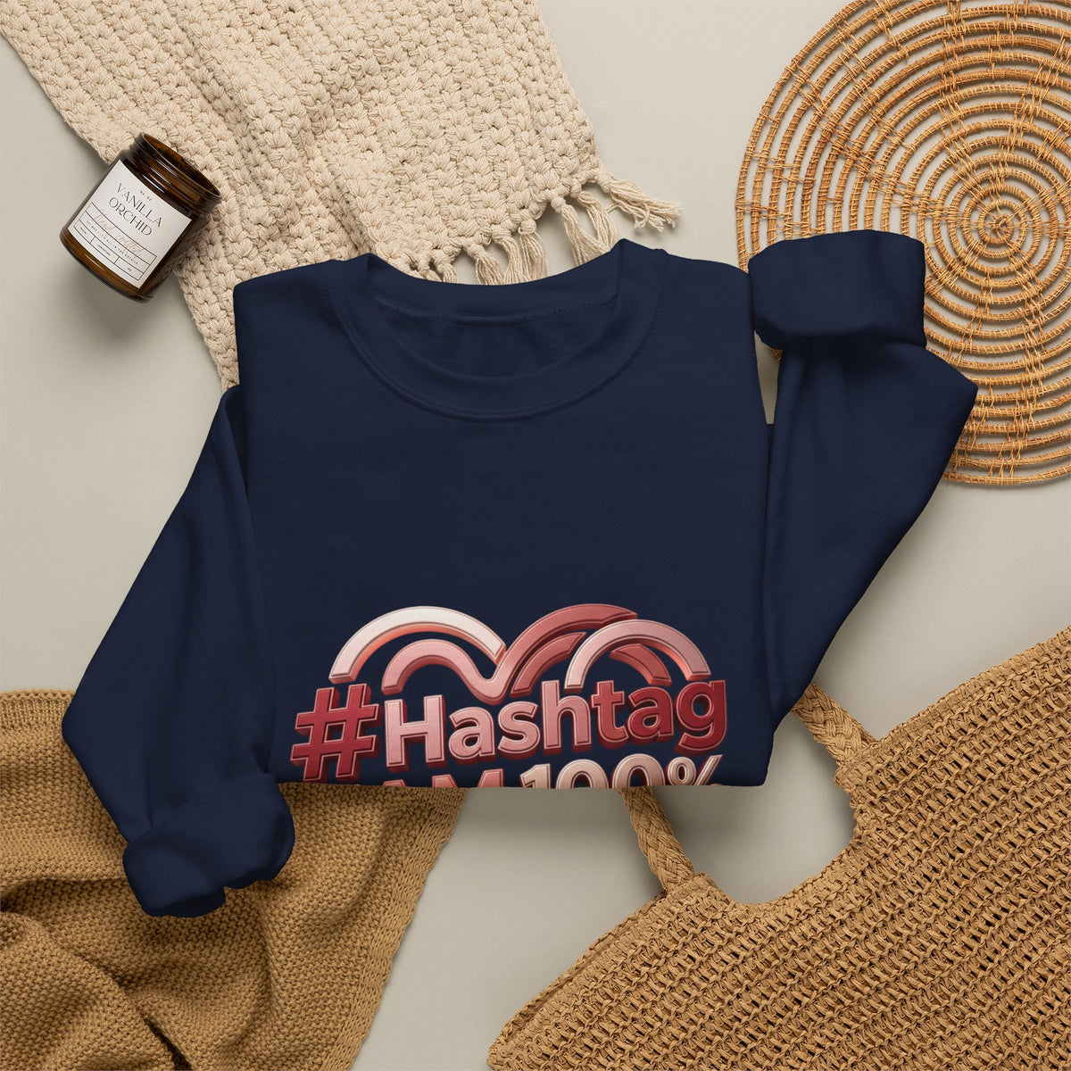Crewneck Sweatshirt — #Hashtag I AM 100% Worthy Heart Graphic