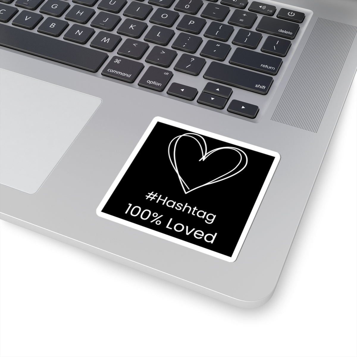 Black Heart Kiss-Cut Sticker | #Hashtag 100% Loved Decal