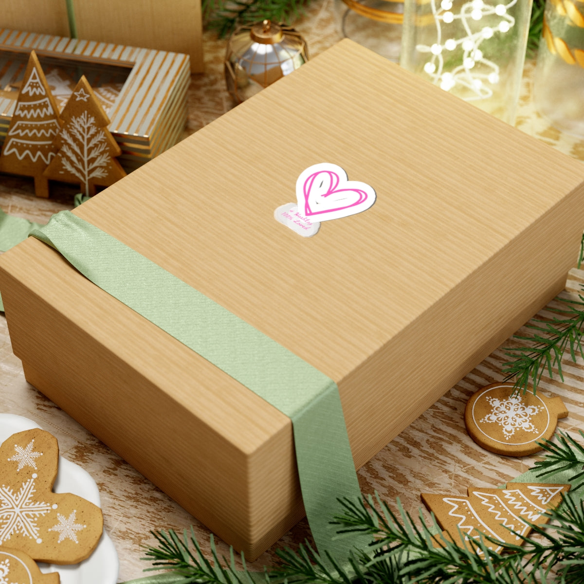 Pink Hand-Drawn Heart Kiss-Cut Sticker — 'Hashtag 100% Loved' Decorative Decal