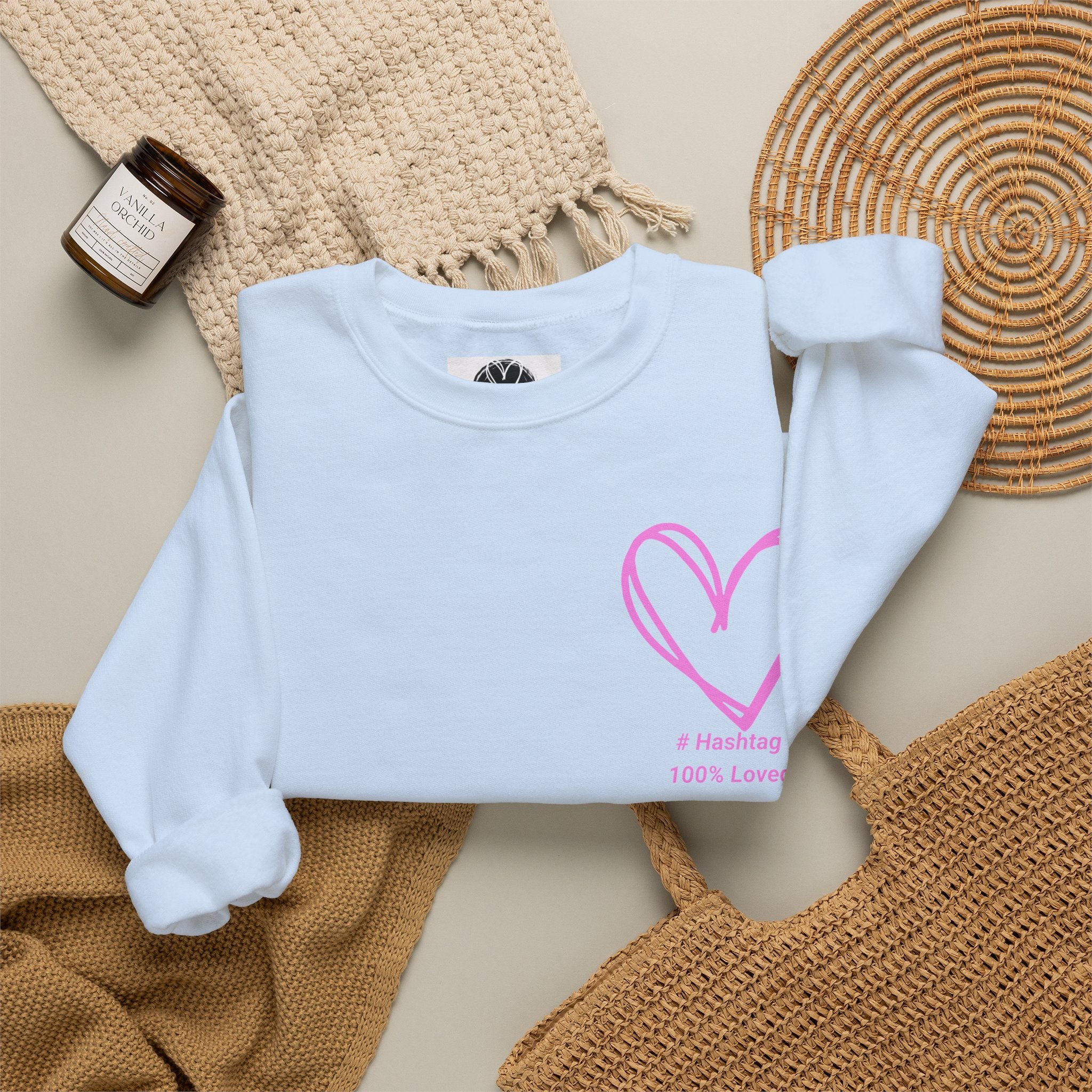 Crewneck Sweatshirt — Pink Heart 'I Choose Me' Minimal Self-Love Design