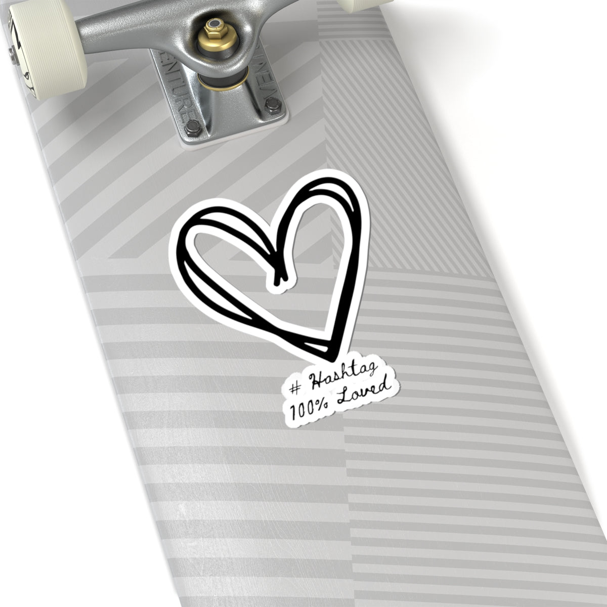 Black Heart Kiss-Cut Sticker | Clear & White | #Hashtag 100% Loved