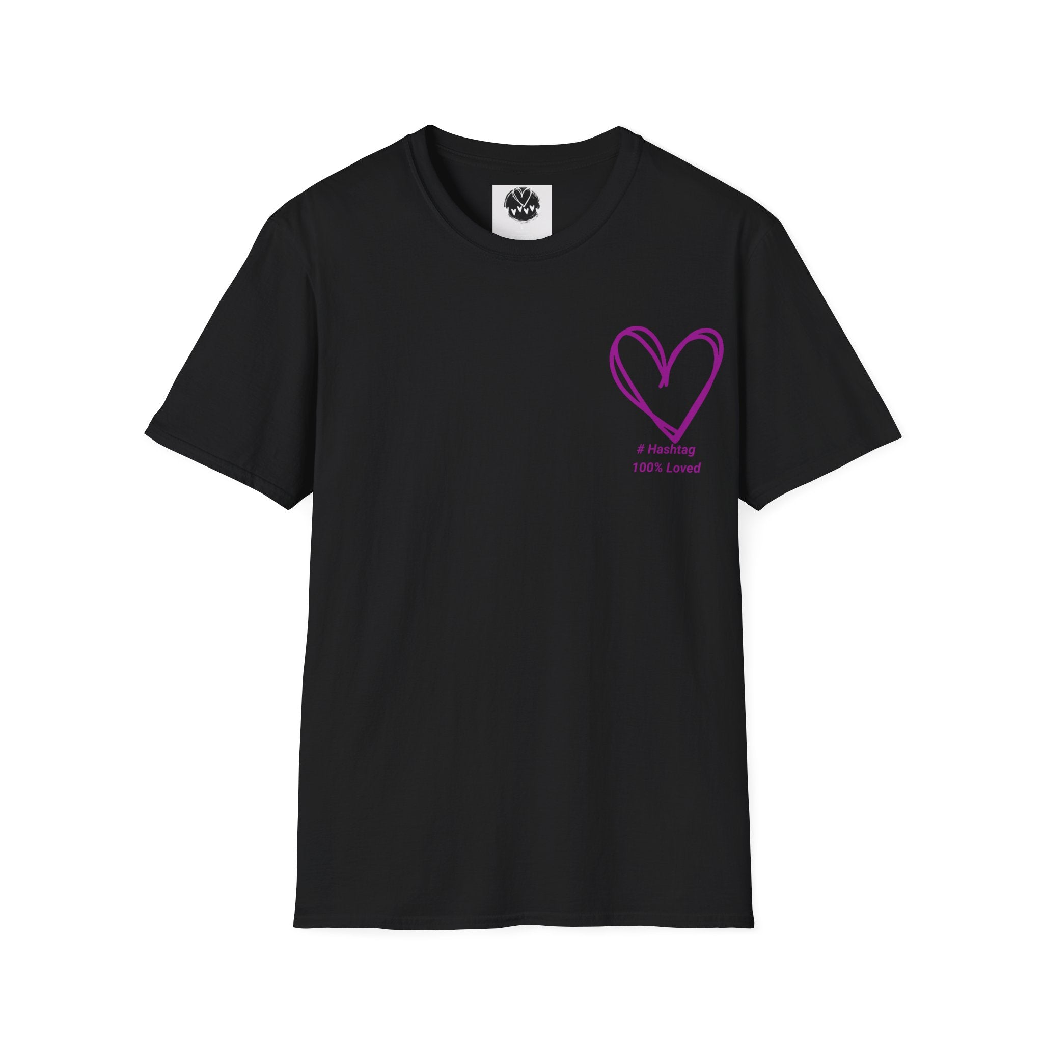 T-Shirt — Minimal Purple Heart Chest Design ("100% Love")