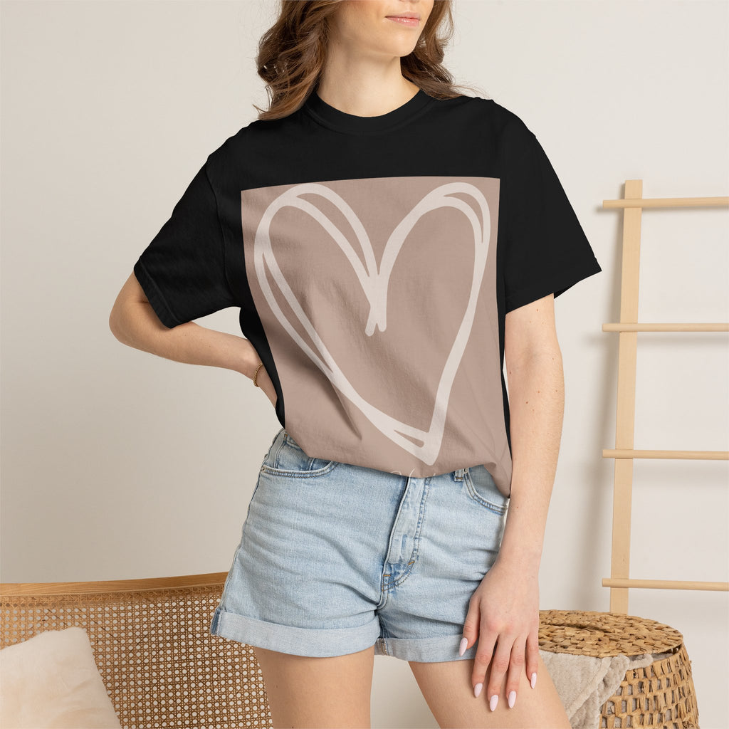 Hand-drawn Heart Tee | Minimal Neutral Graphic T-Shirt | Heart2Heart