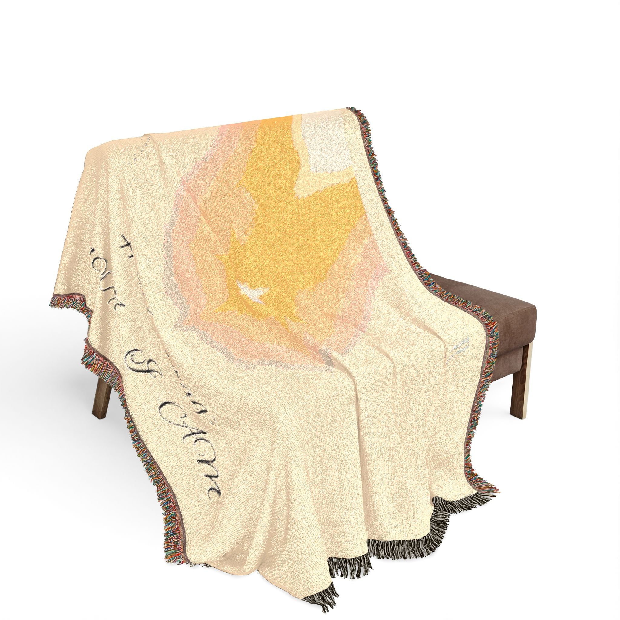 100% I AM Woven Throw Blanket | Heart2Heart Cosy Throw with Fringe
