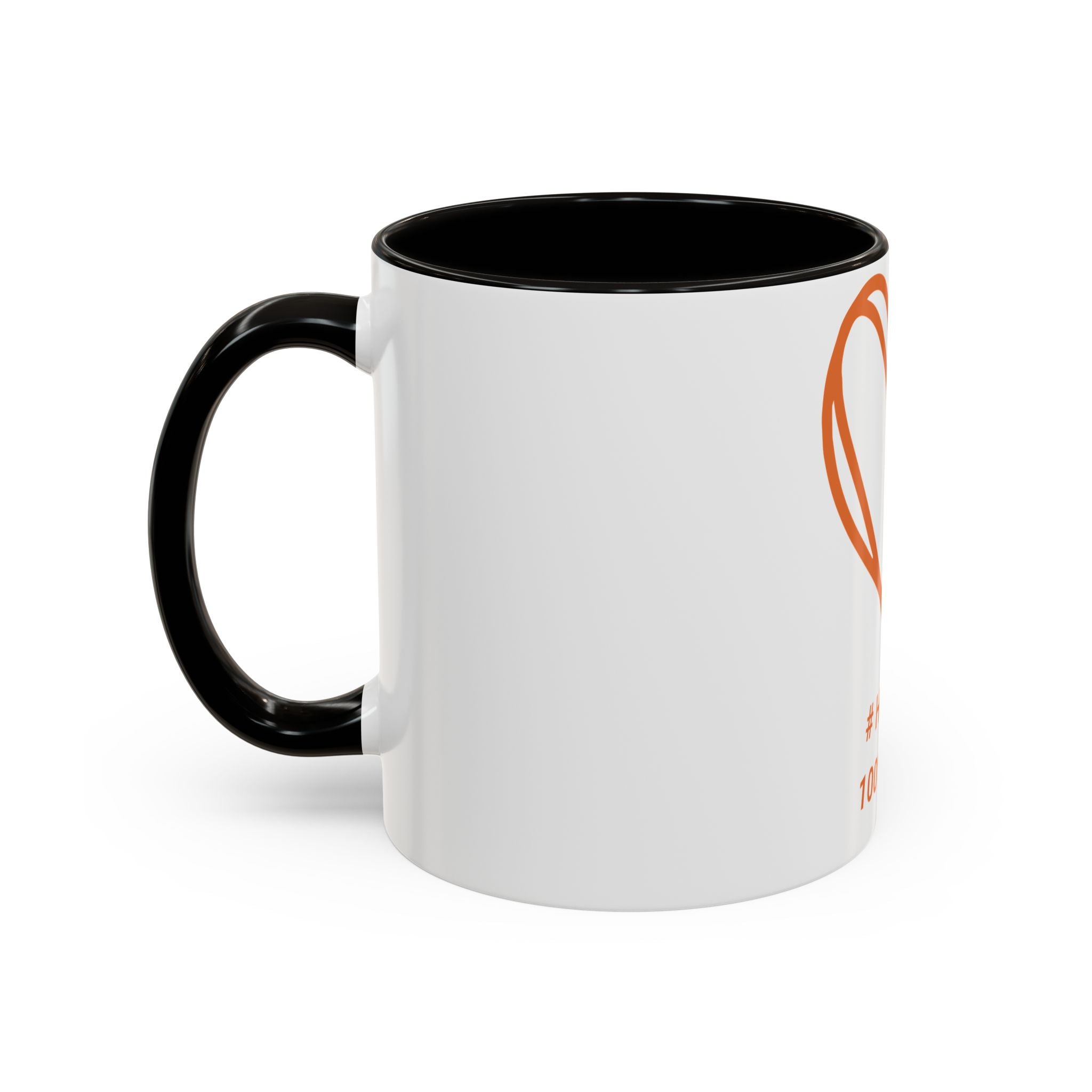 Hashtag 100% Loved Heart Mug — Color Accent Coffee Cup (11oz/15oz)