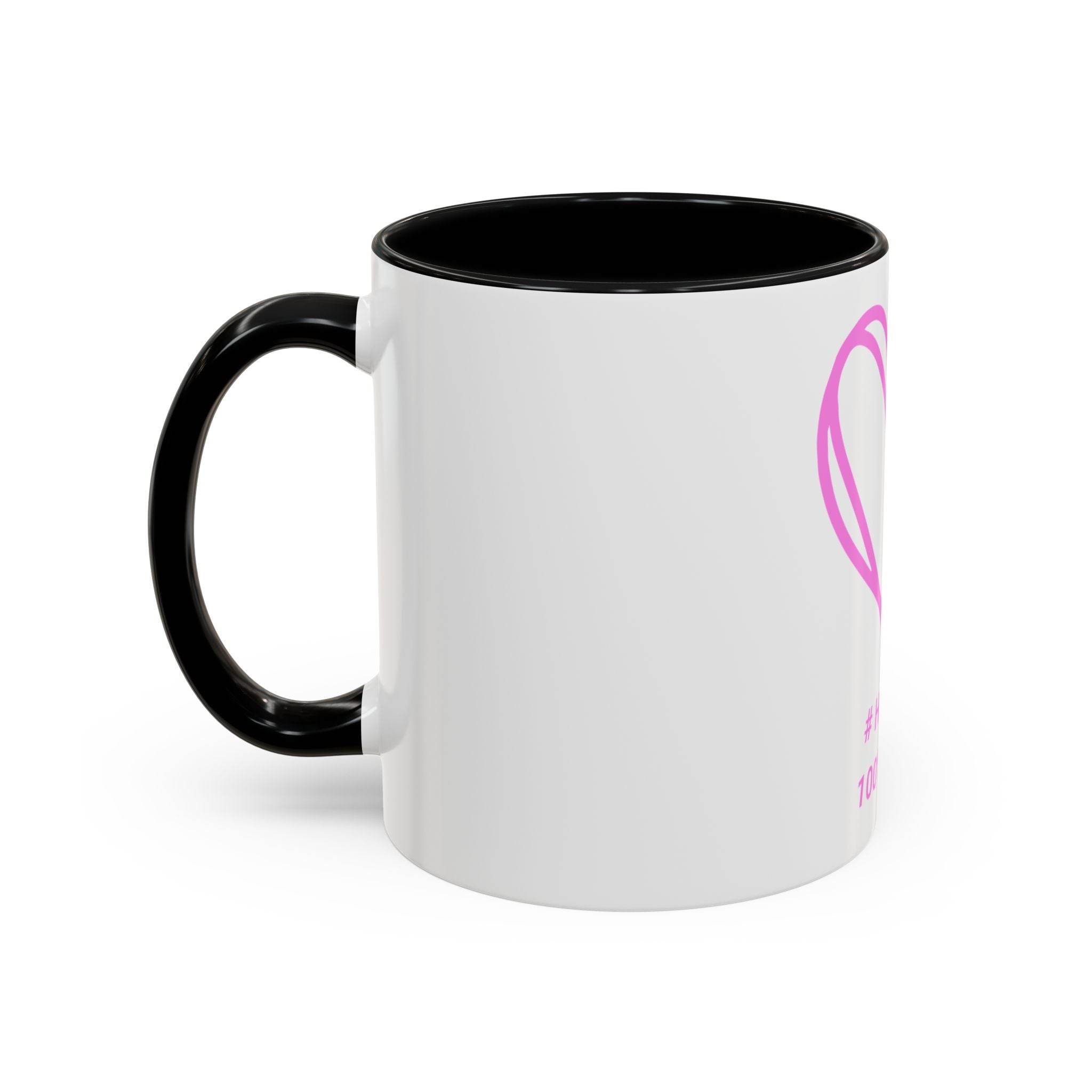 100% Loved Accent Coffee Mug — #Hashtag Heart Design (11/15oz)