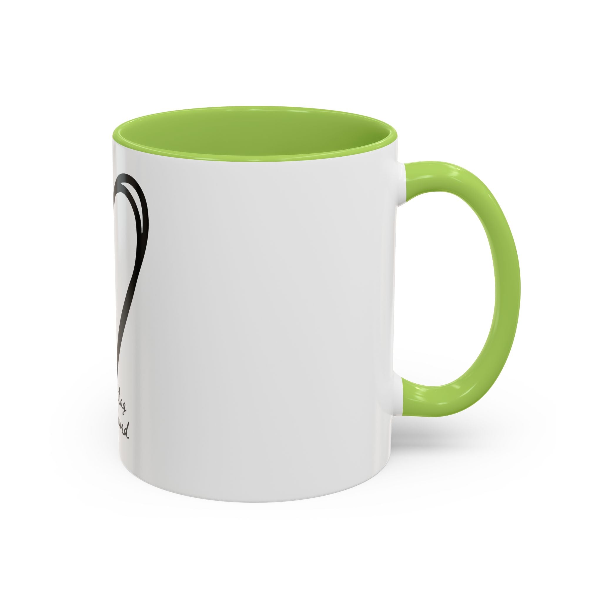 Heart Sketch Accent Coffee Mug — “# Hashtag 100% Loved”