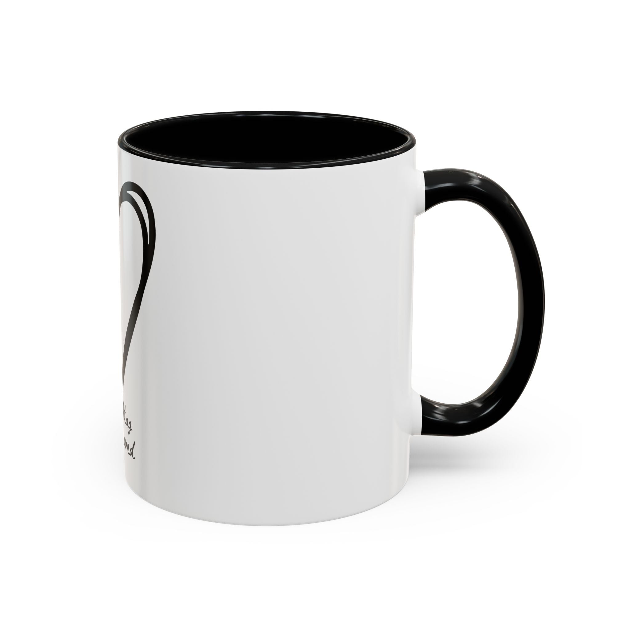 Heart Sketch Accent Coffee Mug — “# Hashtag 100% Loved”