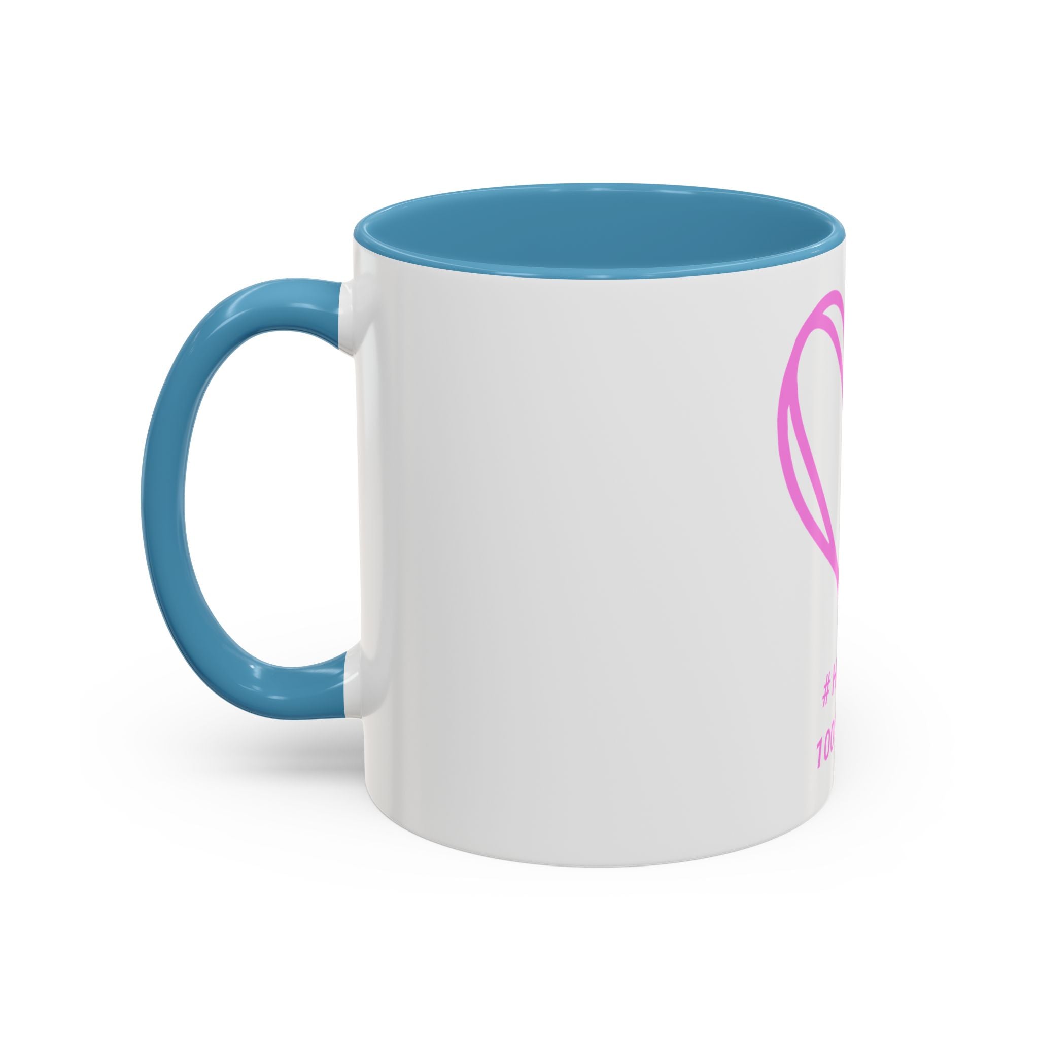 100% Loved Accent Coffee Mug — #Hashtag Heart Design (11/15oz)
