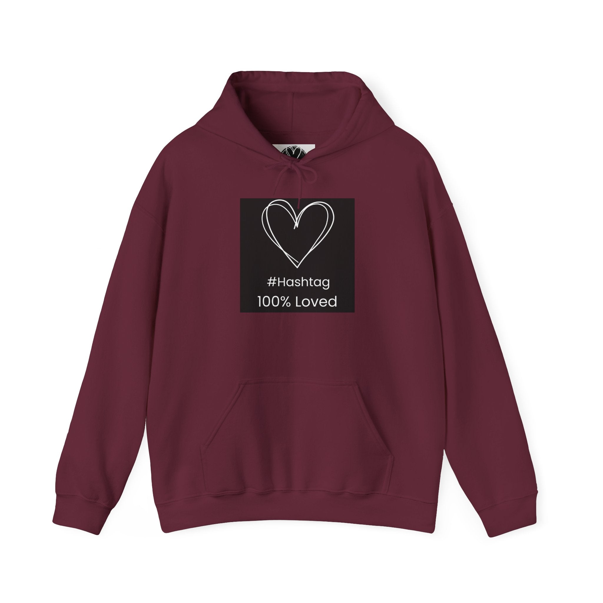 Heart Sketch Hoodie - "#hashtag 100% Loved" Comfort Sweatshirt
