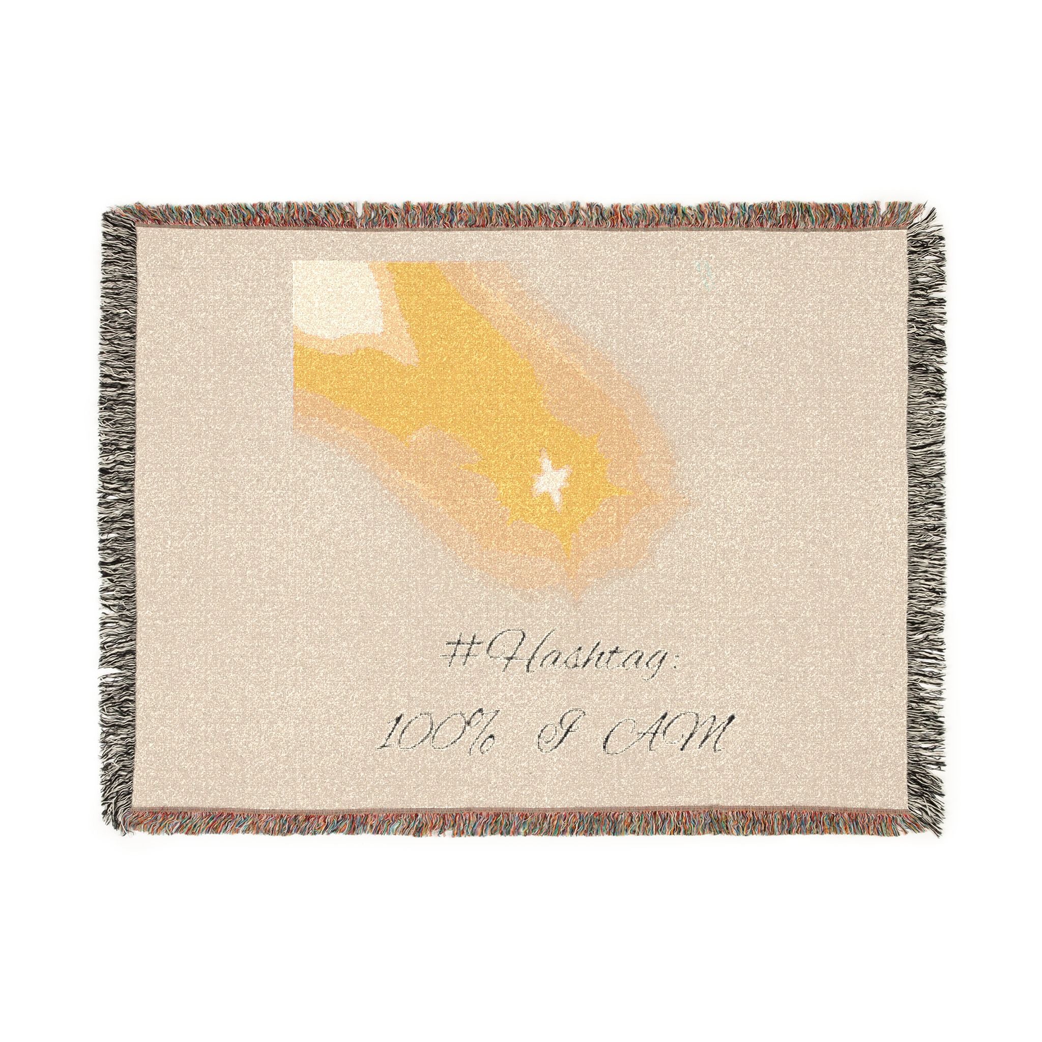 100% I AM Woven Throw Blanket | Heart2Heart Cosy Throw with Fringe
