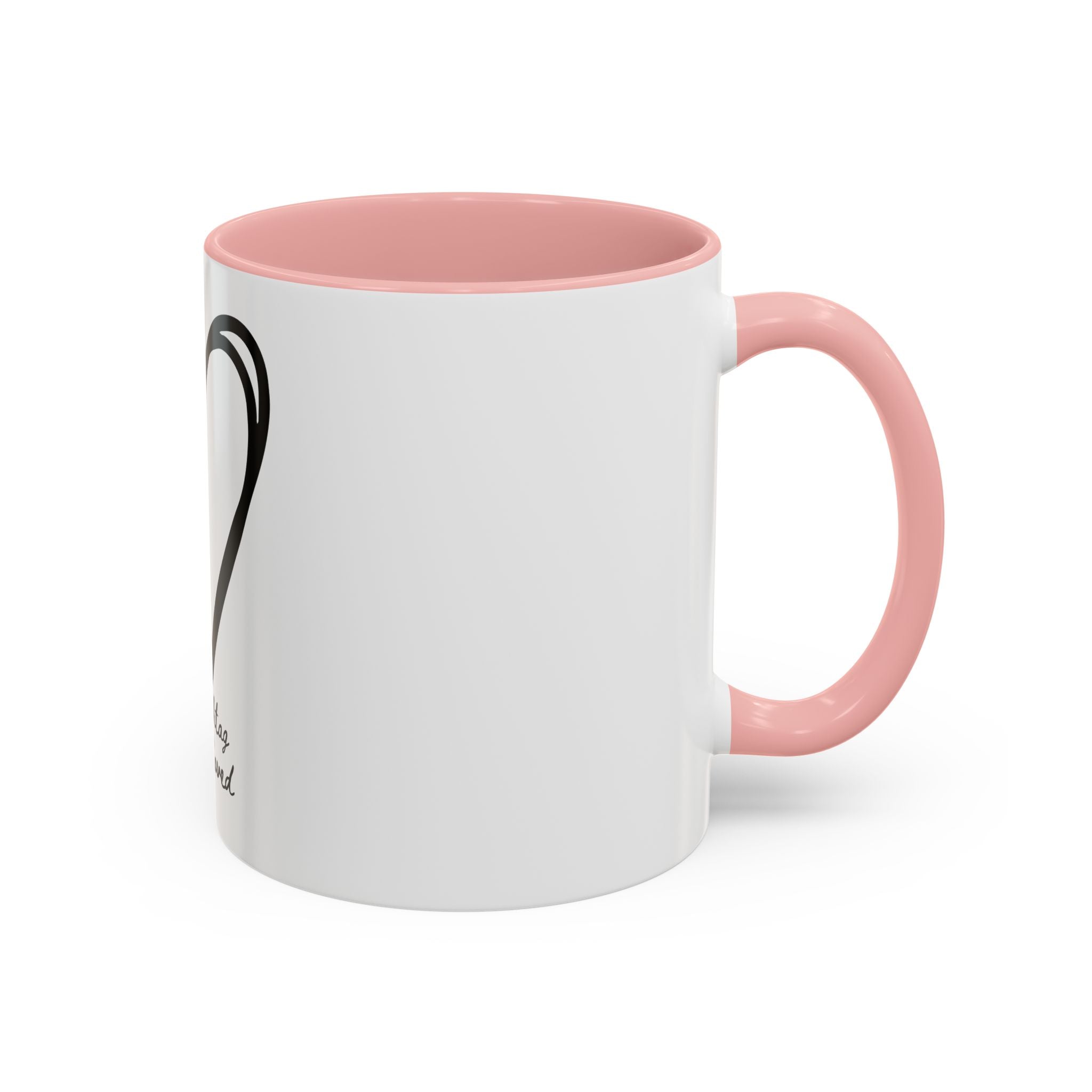 Heart Sketch Accent Coffee Mug — “# Hashtag 100% Loved”