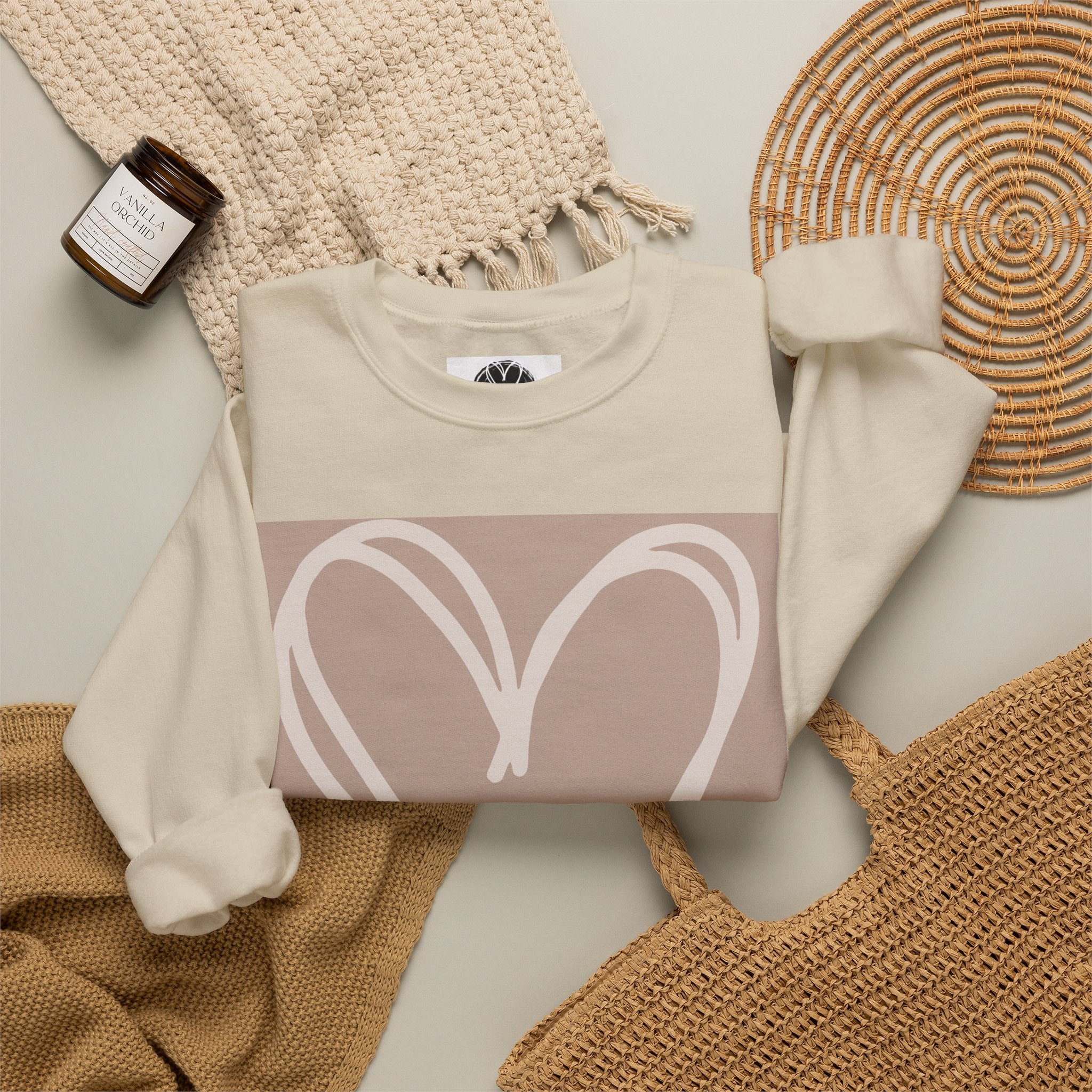 White Heart Crewneck Sweatshirt | #Hashtag 100% Loved