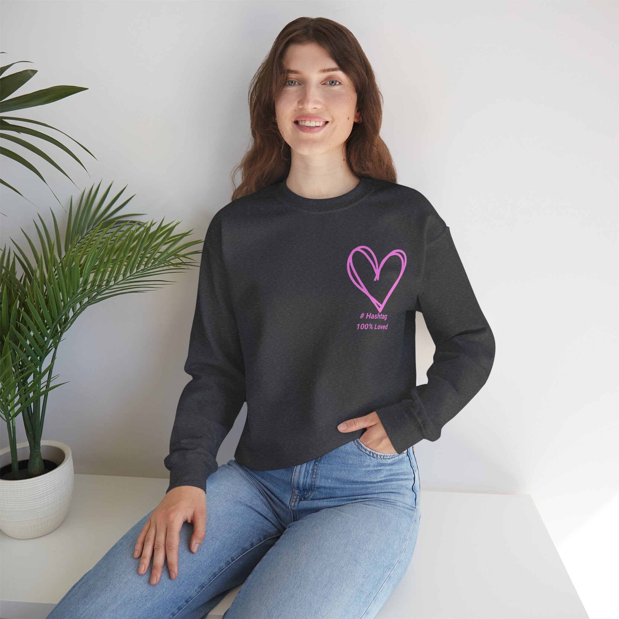 Crewneck Sweatshirt — Pink Heart 'I Choose Me' Minimal Self-Love Design
