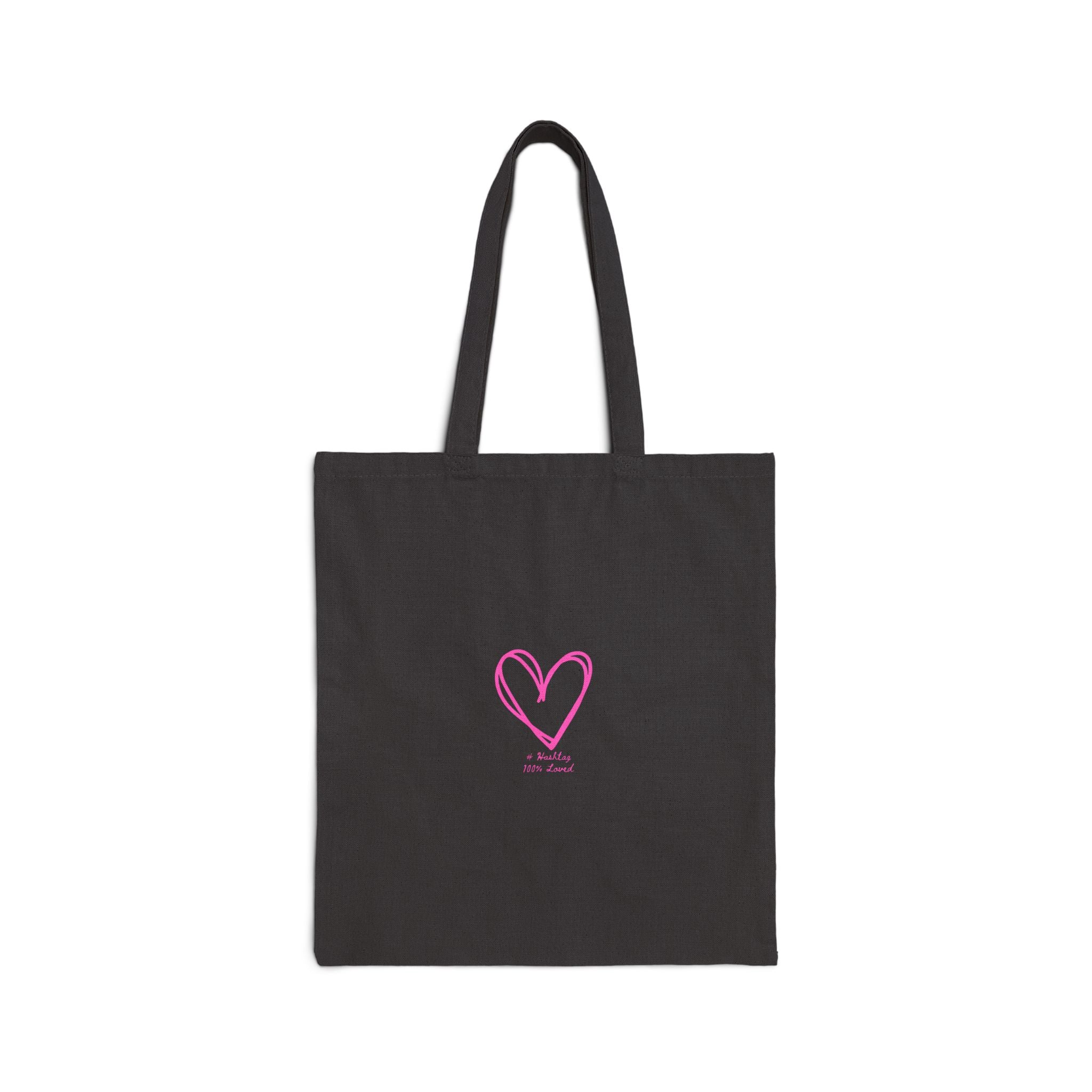 Canvas Tote Bag — Pink Hand-Drawn Heart Minimalist Grocery & Gift Bag