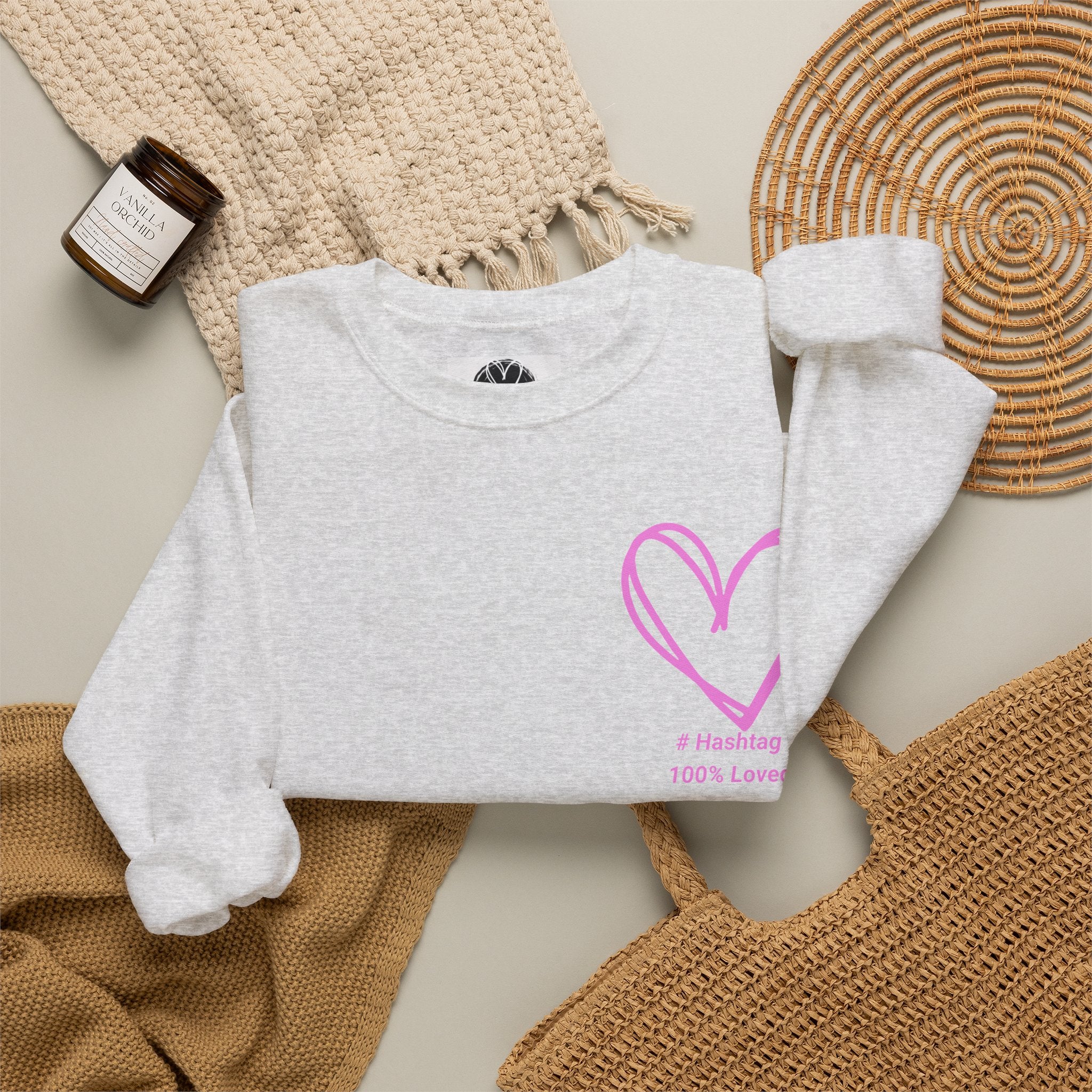 Crewneck Sweatshirt — Pink Heart 'I Choose Me' Minimal Self-Love Design