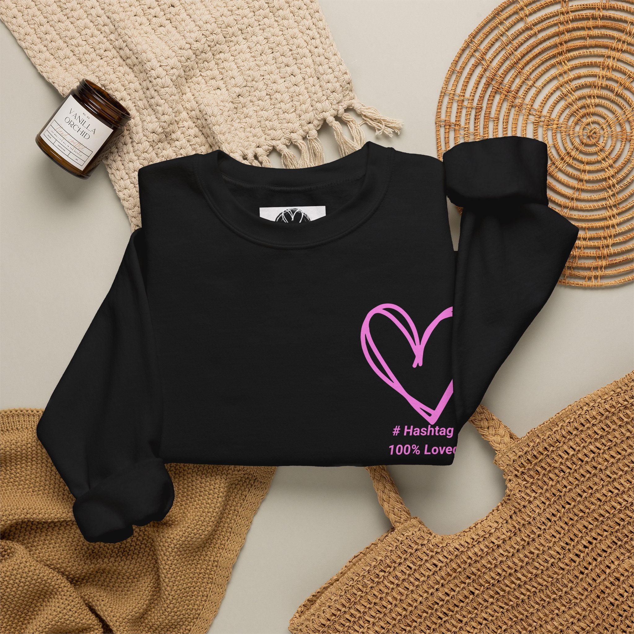 Crewneck Sweatshirt — Pink Heart 'I Choose Me' Minimal Self-Love Design