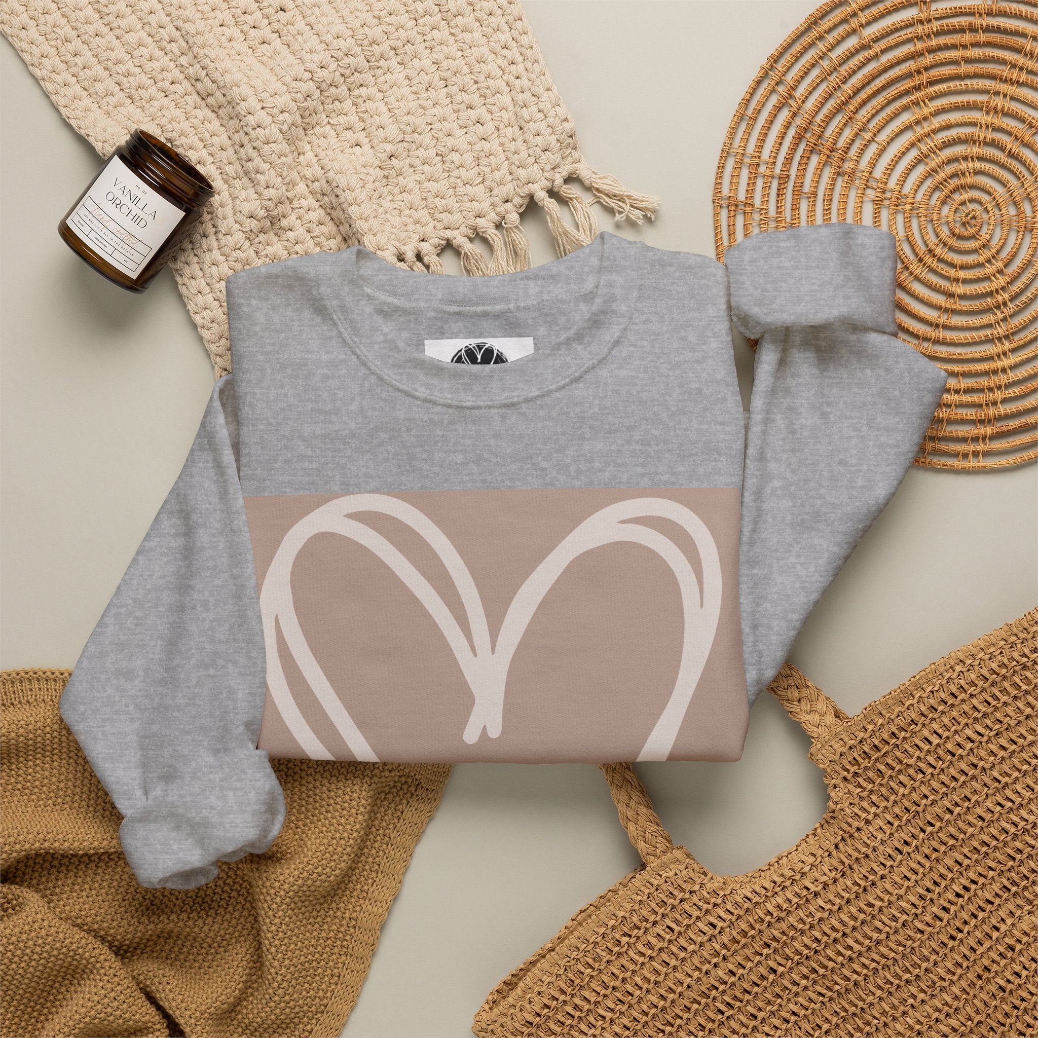 White Heart Crewneck Sweatshirt | #Hashtag 100% Loved