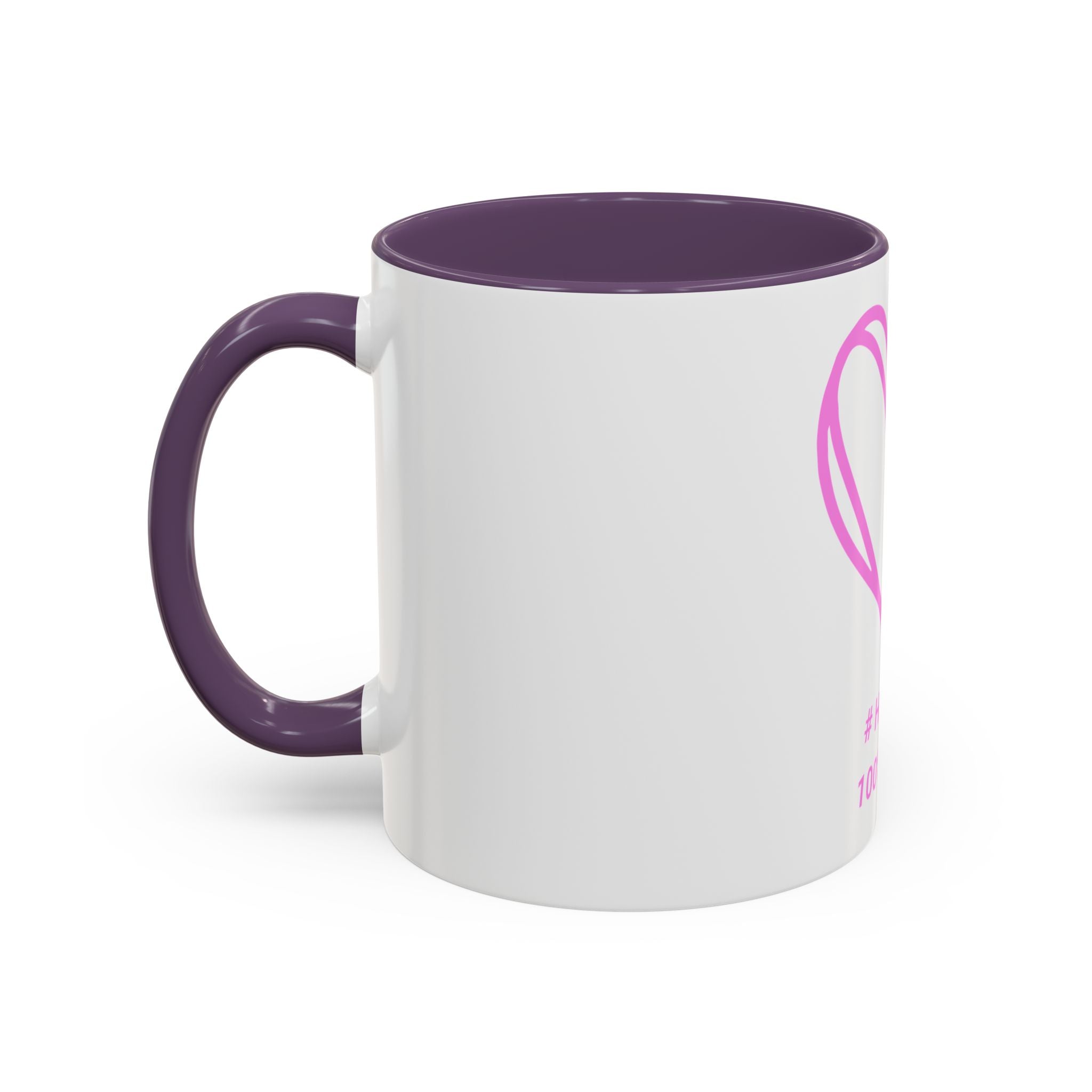 100% Loved Accent Coffee Mug — #Hashtag Heart Design (11/15oz)