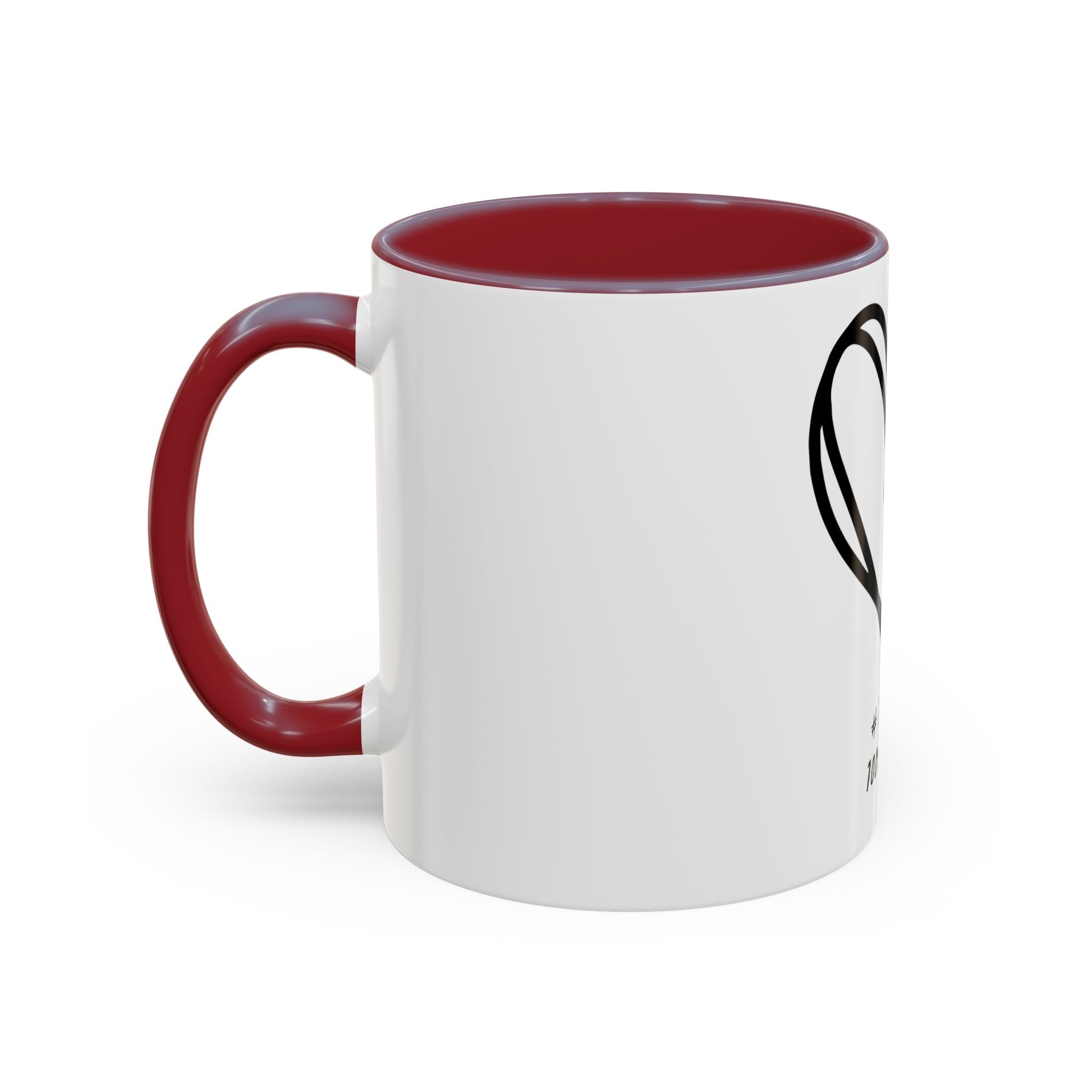 Heart Sketch Accent Coffee Mug — “# Hashtag 100% Loved”