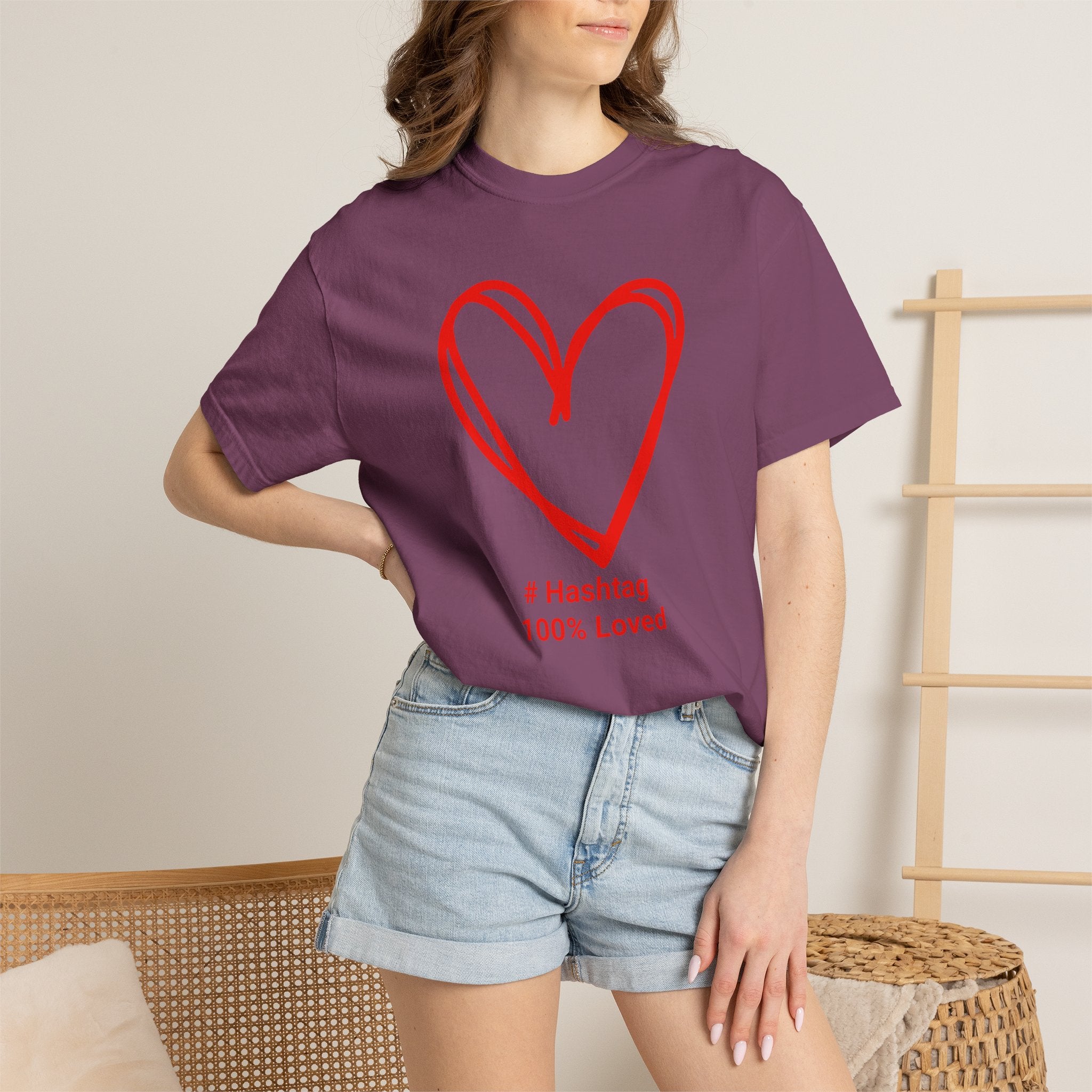 Red Heart Sketch Tee | #Hashtag 100% Loved Graphic T-Shirt