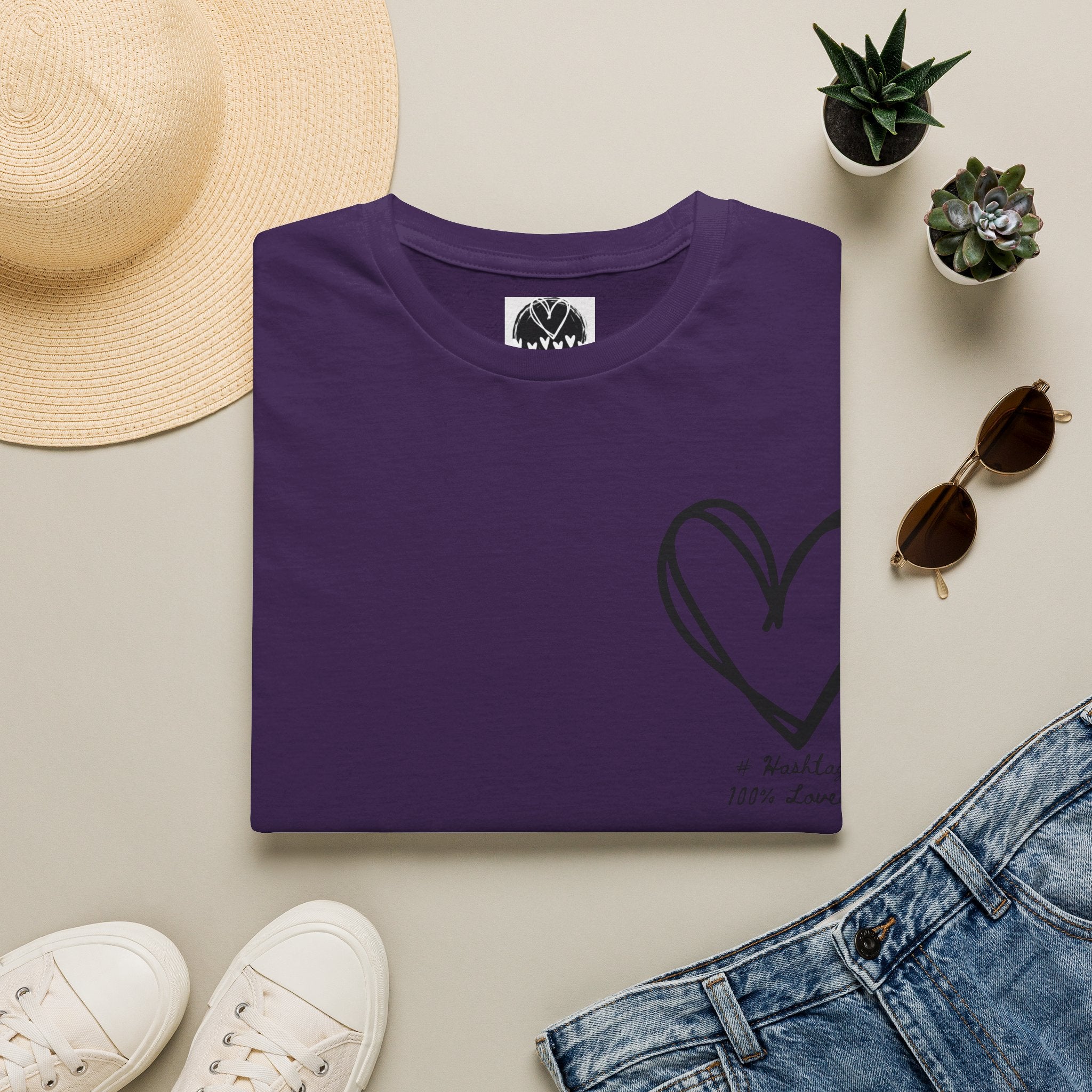 100% Loved T-Shirt — Minimal #Hashtag Love Graphic Tee