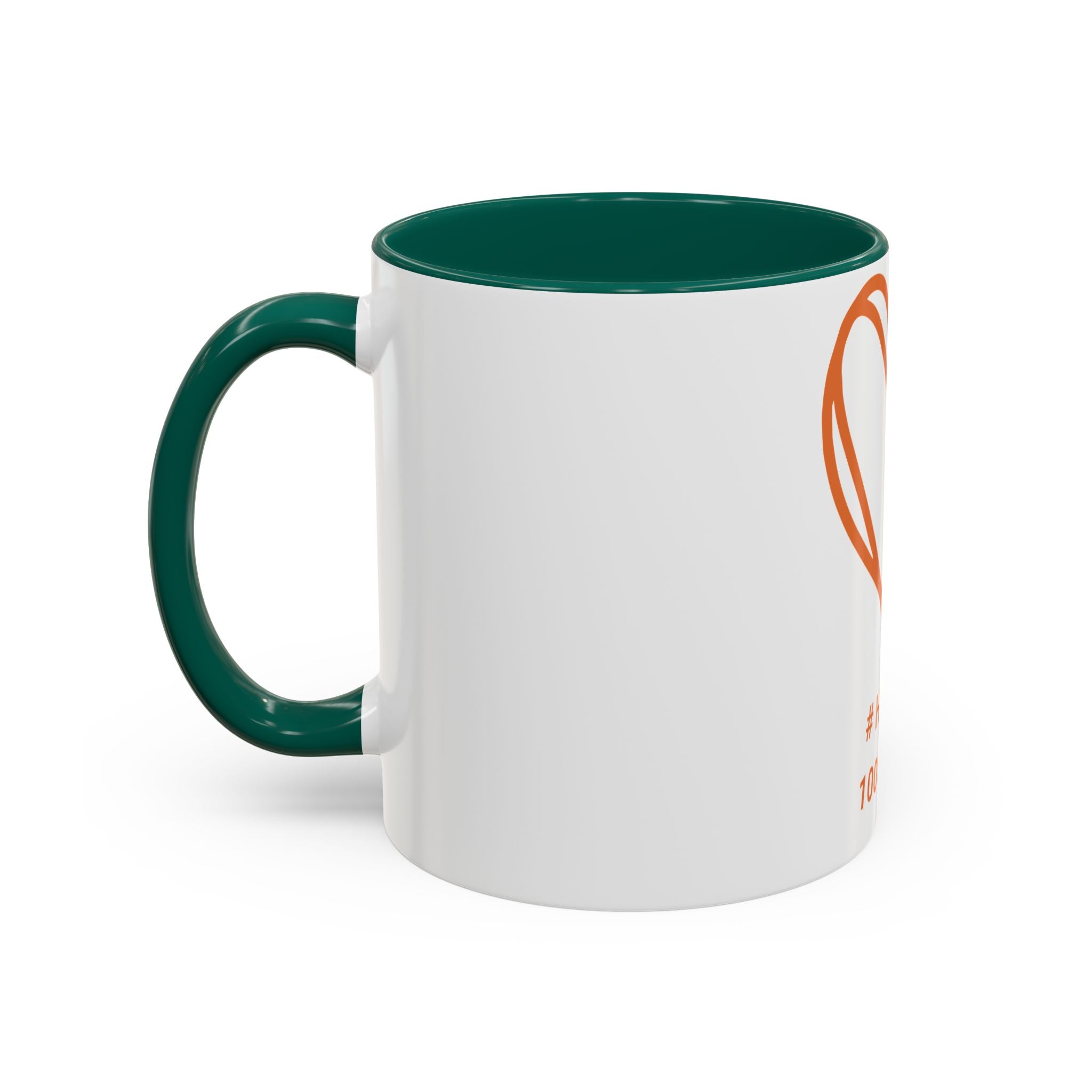 Hashtag 100% Loved Heart Mug — Color Accent Coffee Cup (11oz/15oz)