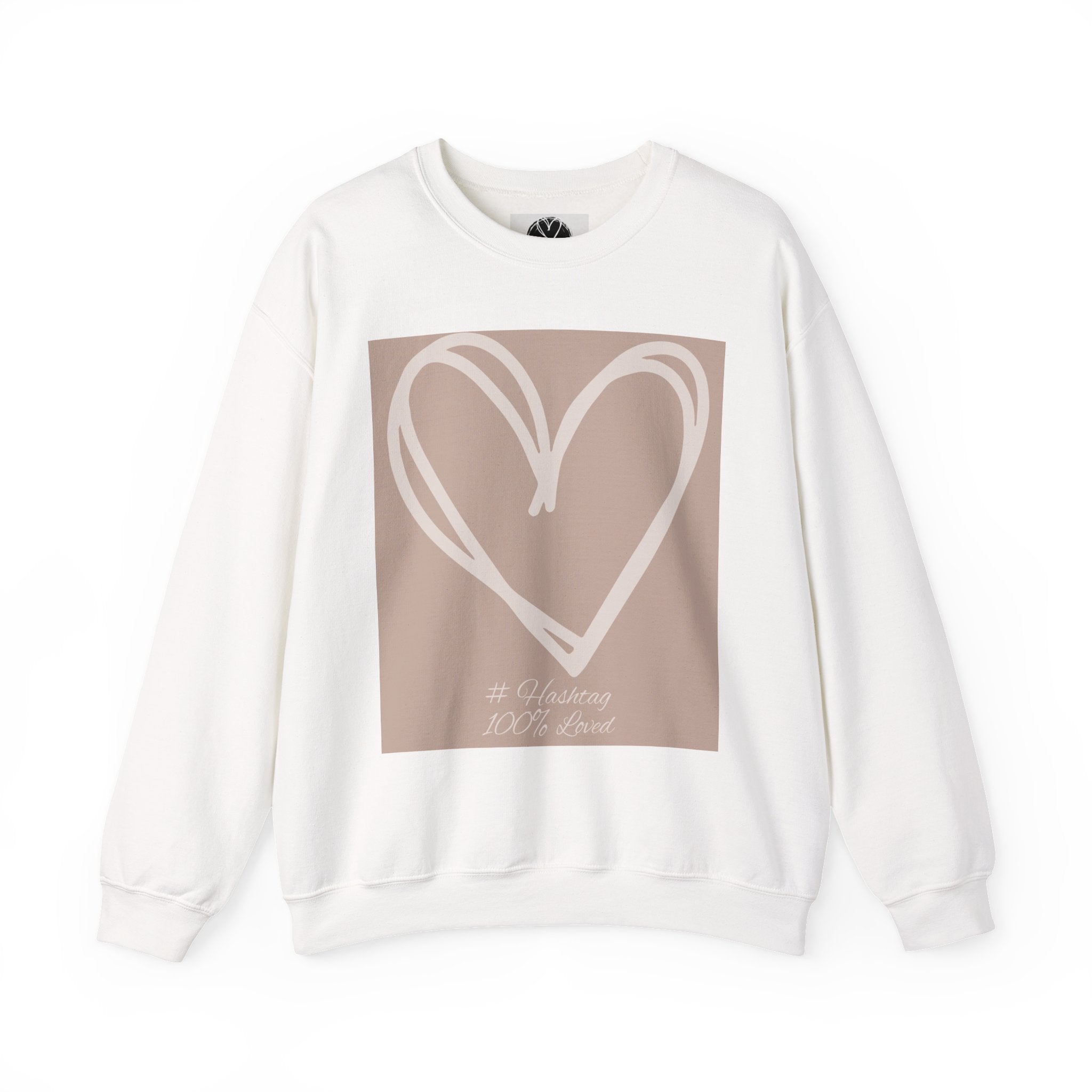 White Heart Crewneck Sweatshirt | #Hashtag 100% Loved