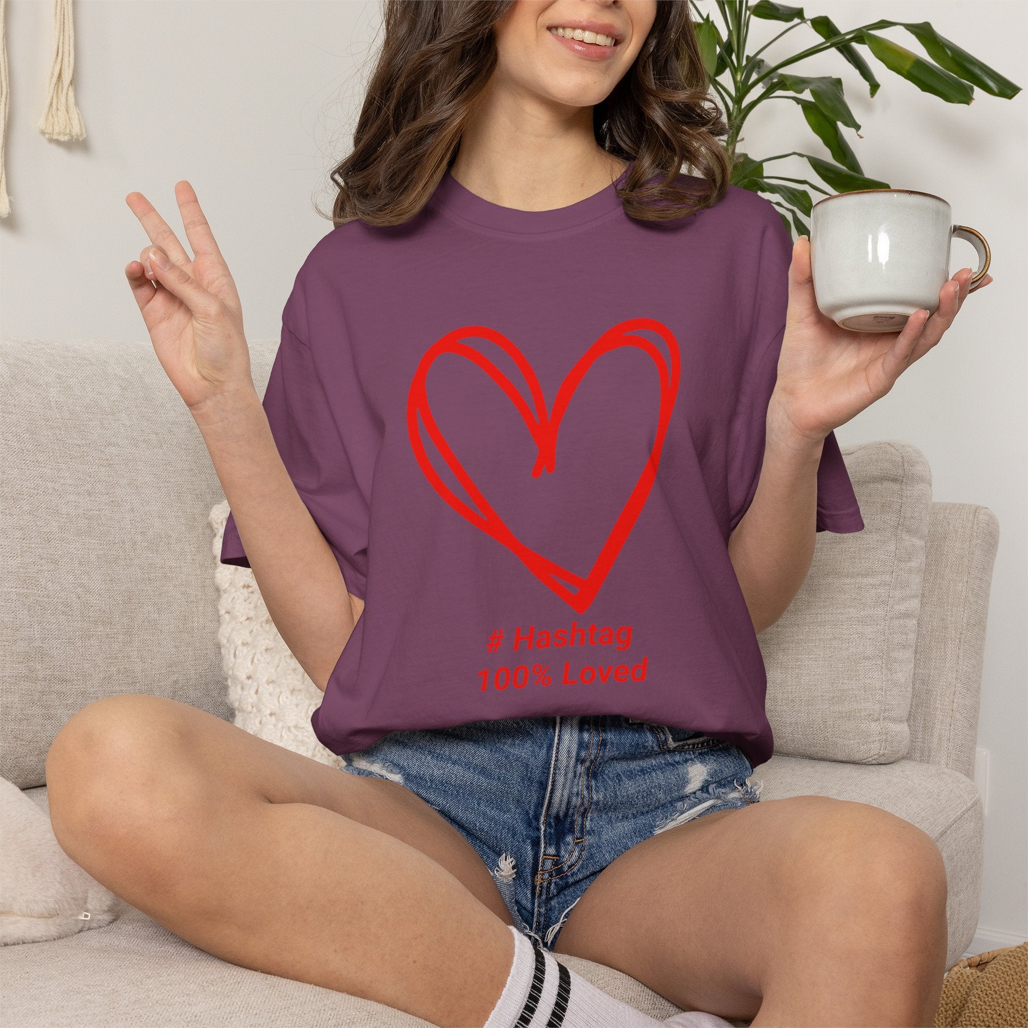 Red Heart Sketch Tee | #Hashtag 100% Loved Graphic T-Shirt