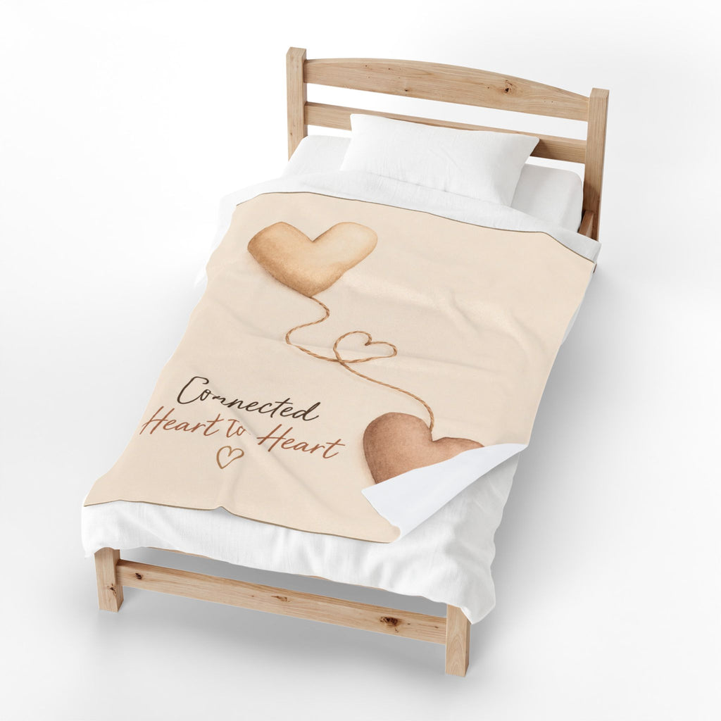Connected Heart to Heart Velveteen Plush Blanket | Heart Balloon Design