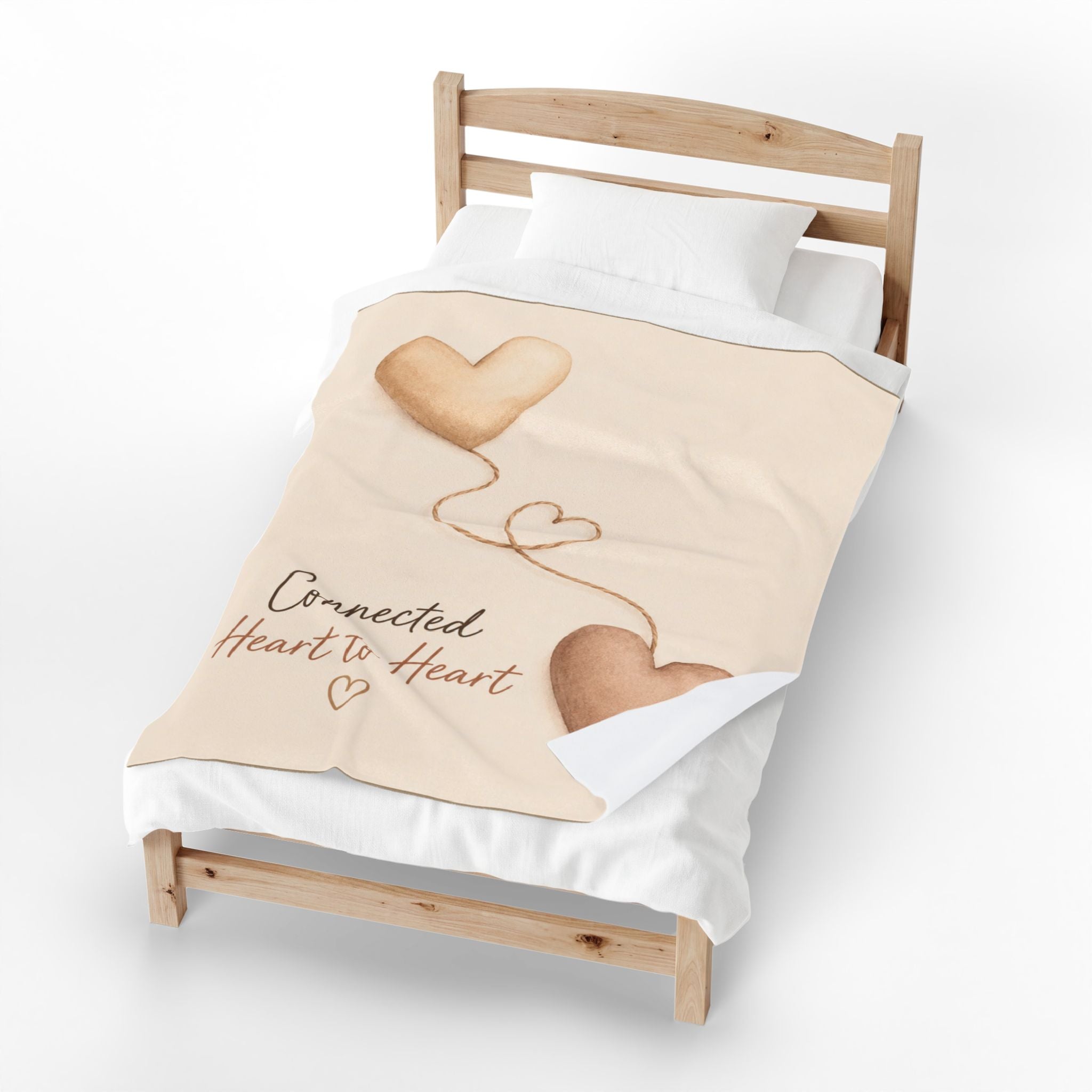 Connected Heart to Heart Velveteen Plush Blanket | Heart Balloon Design