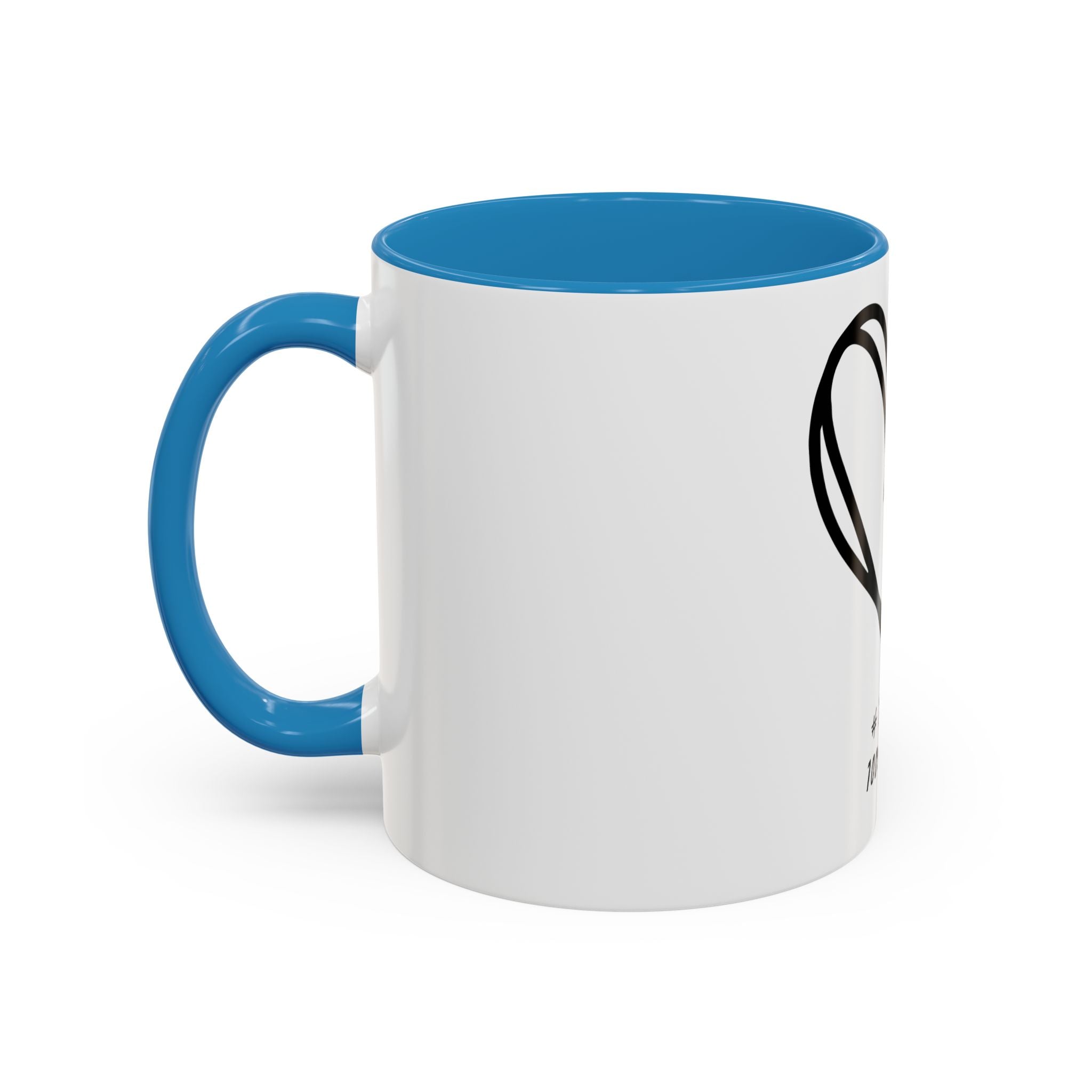 Heart Sketch Accent Coffee Mug — “# Hashtag 100% Loved”