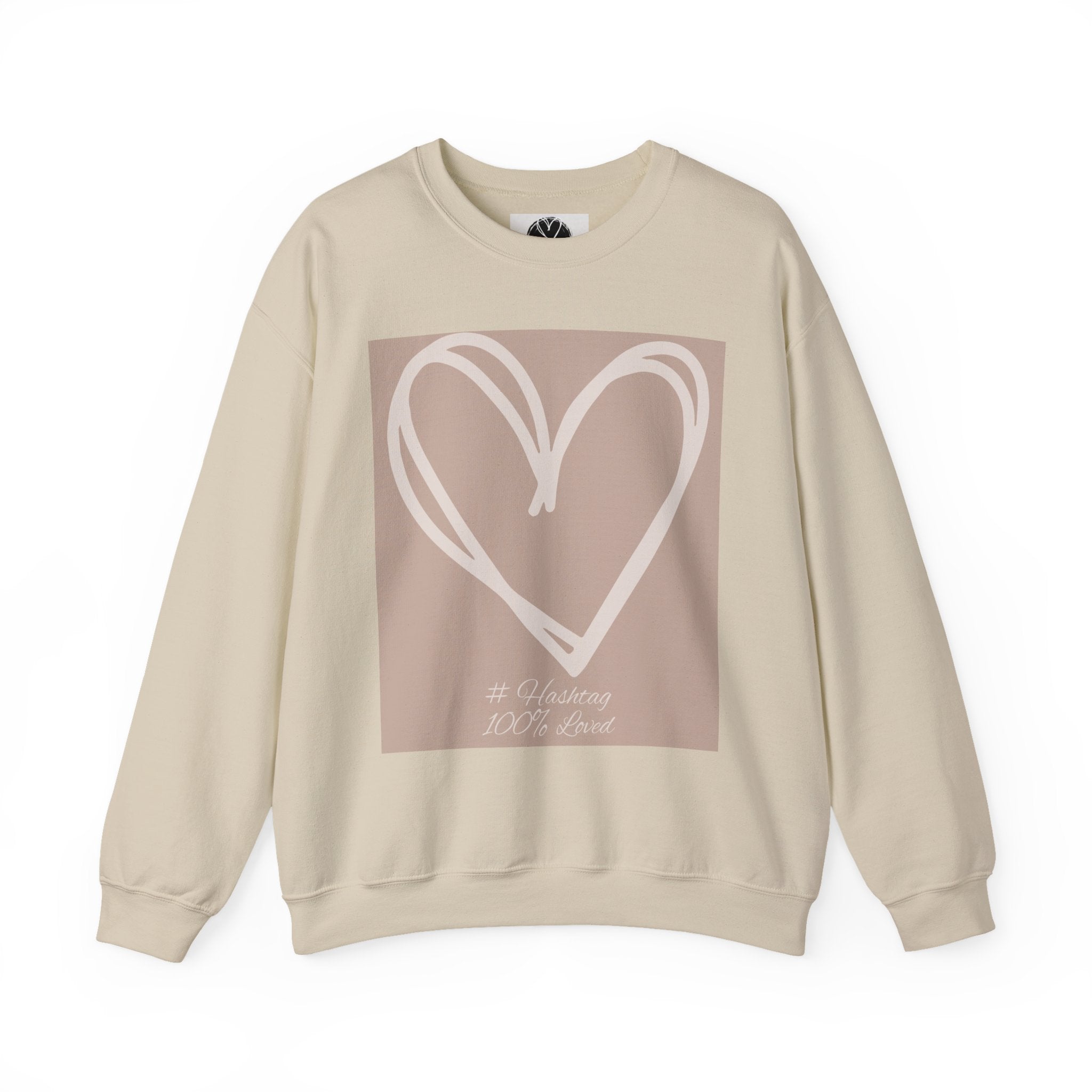 White Heart Crewneck Sweatshirt | #Hashtag 100% Loved
