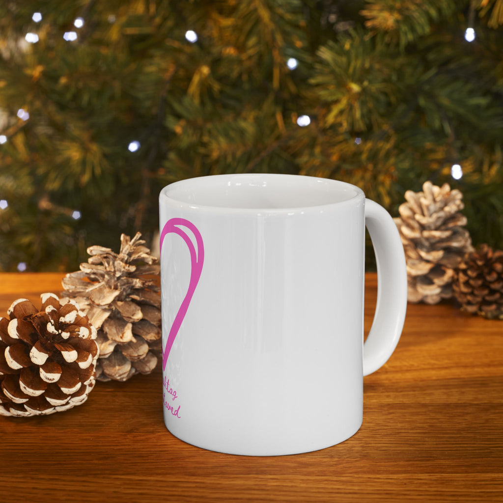 Pink Sketch Heart Ceramic Mug — "#Hashtag 100% Loved" Coffee Cup (11oz & 15oz)
